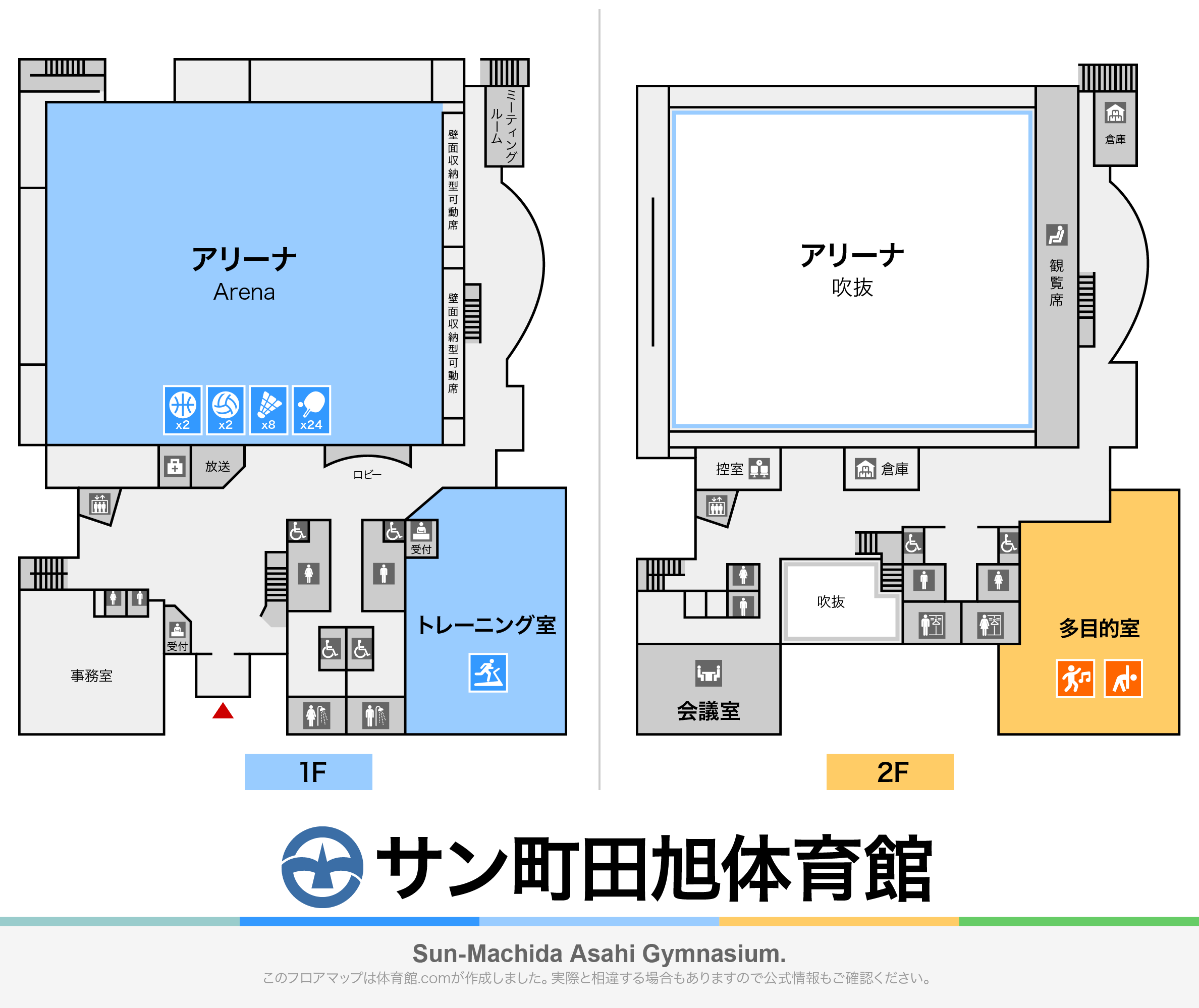 サン町田旭体育館のフロアマップ