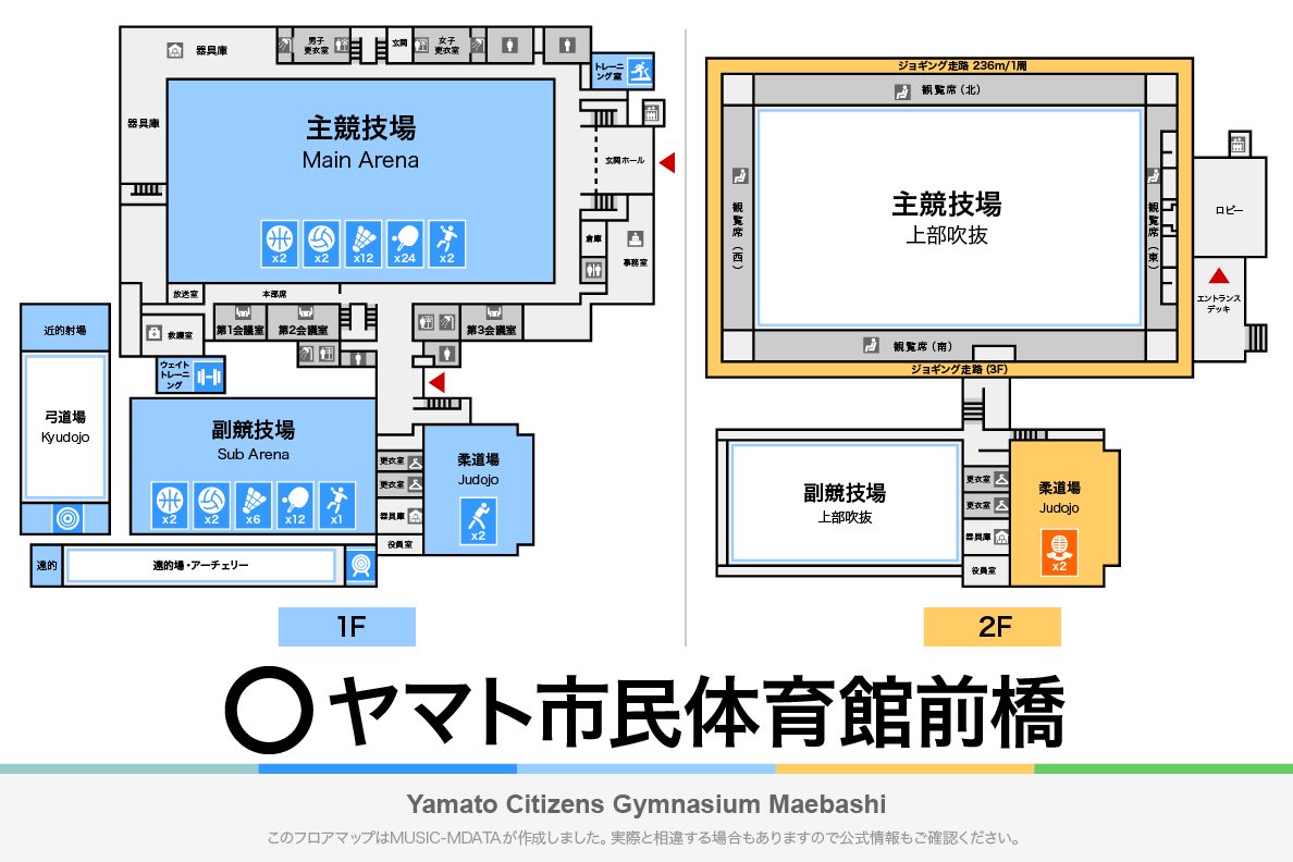 ヤマト市民体育館前橋のフロアマップ・体育館