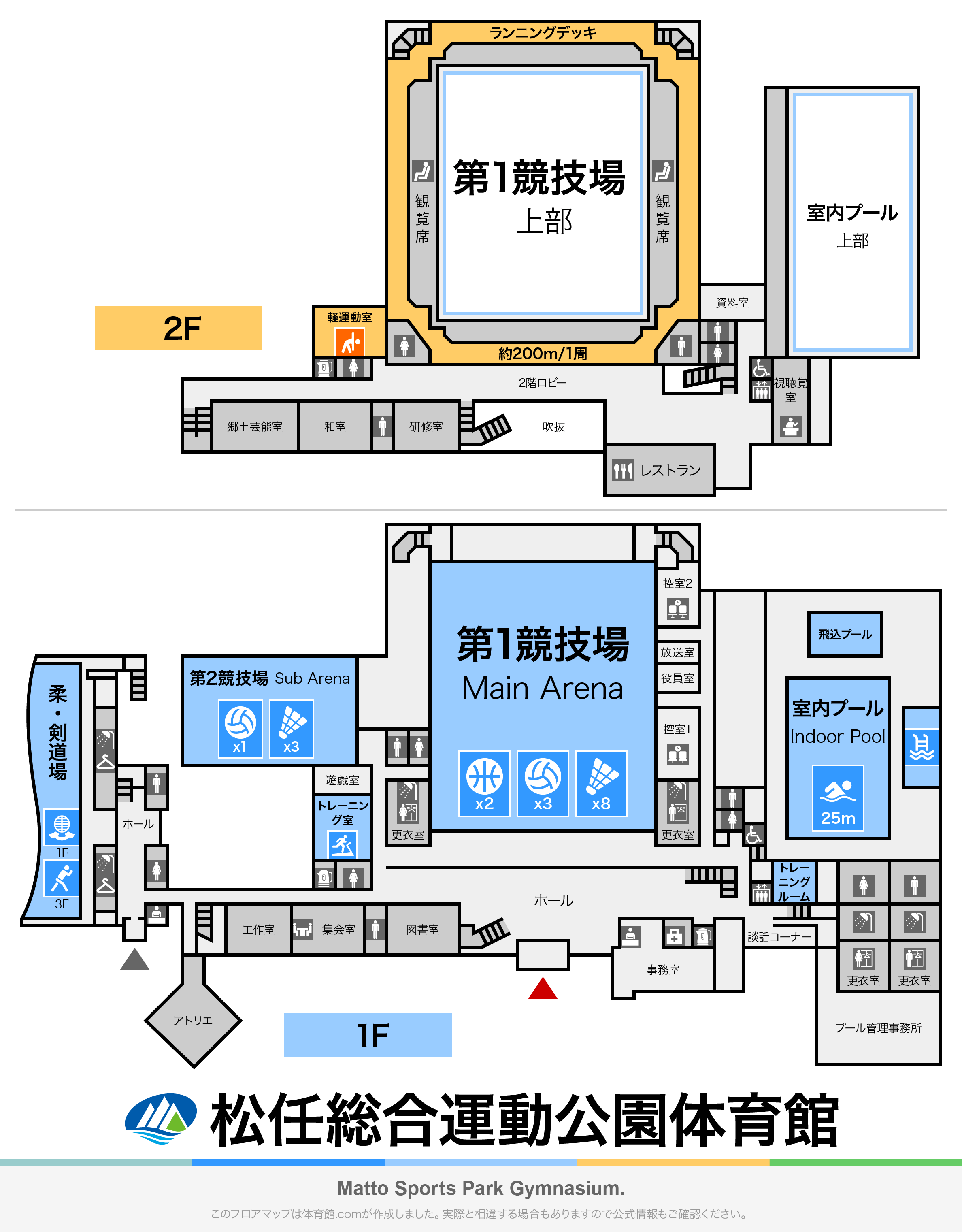 松任総合運動公園体育館のフロアマップ