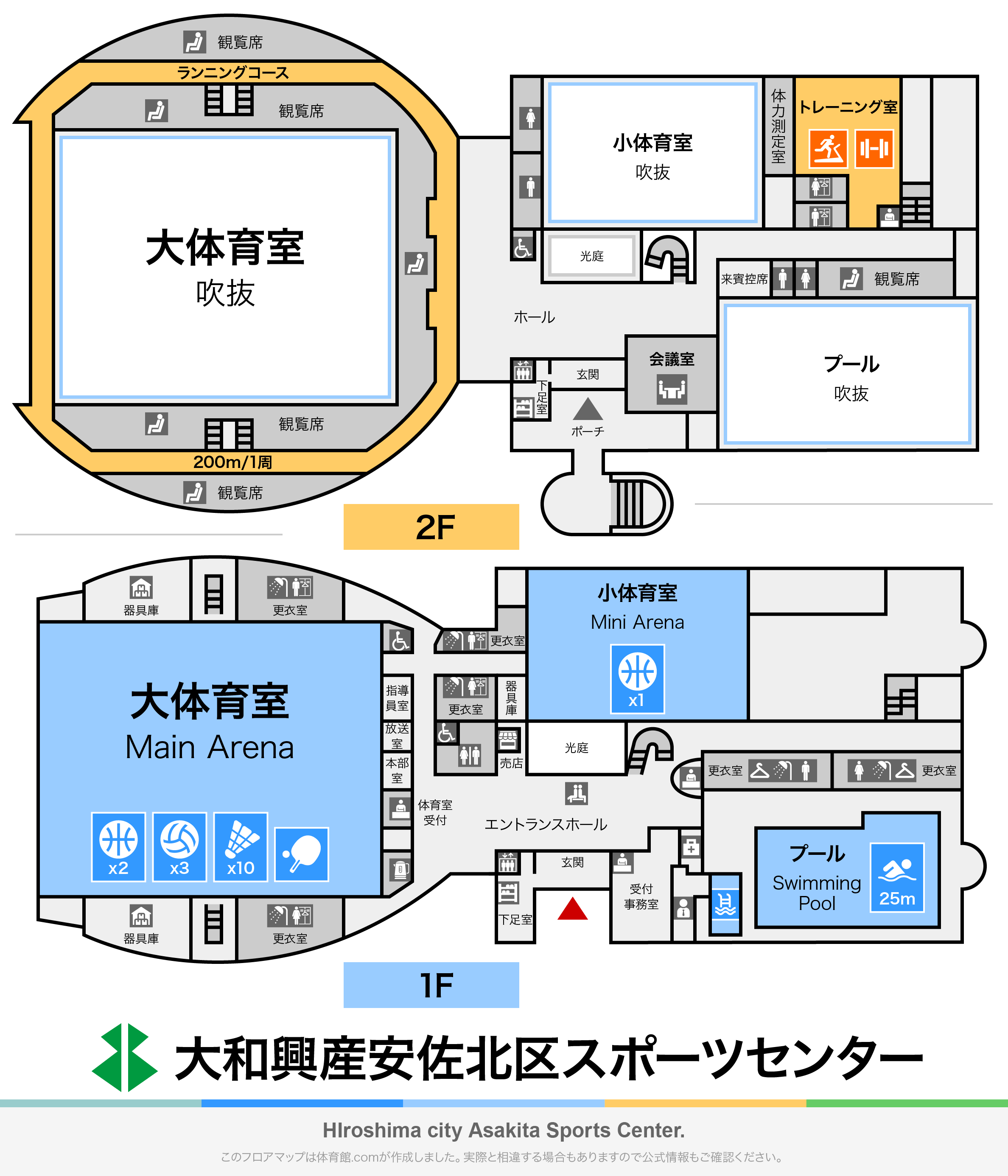 大和興産安佐北区スポーツセンターのフロアマップ