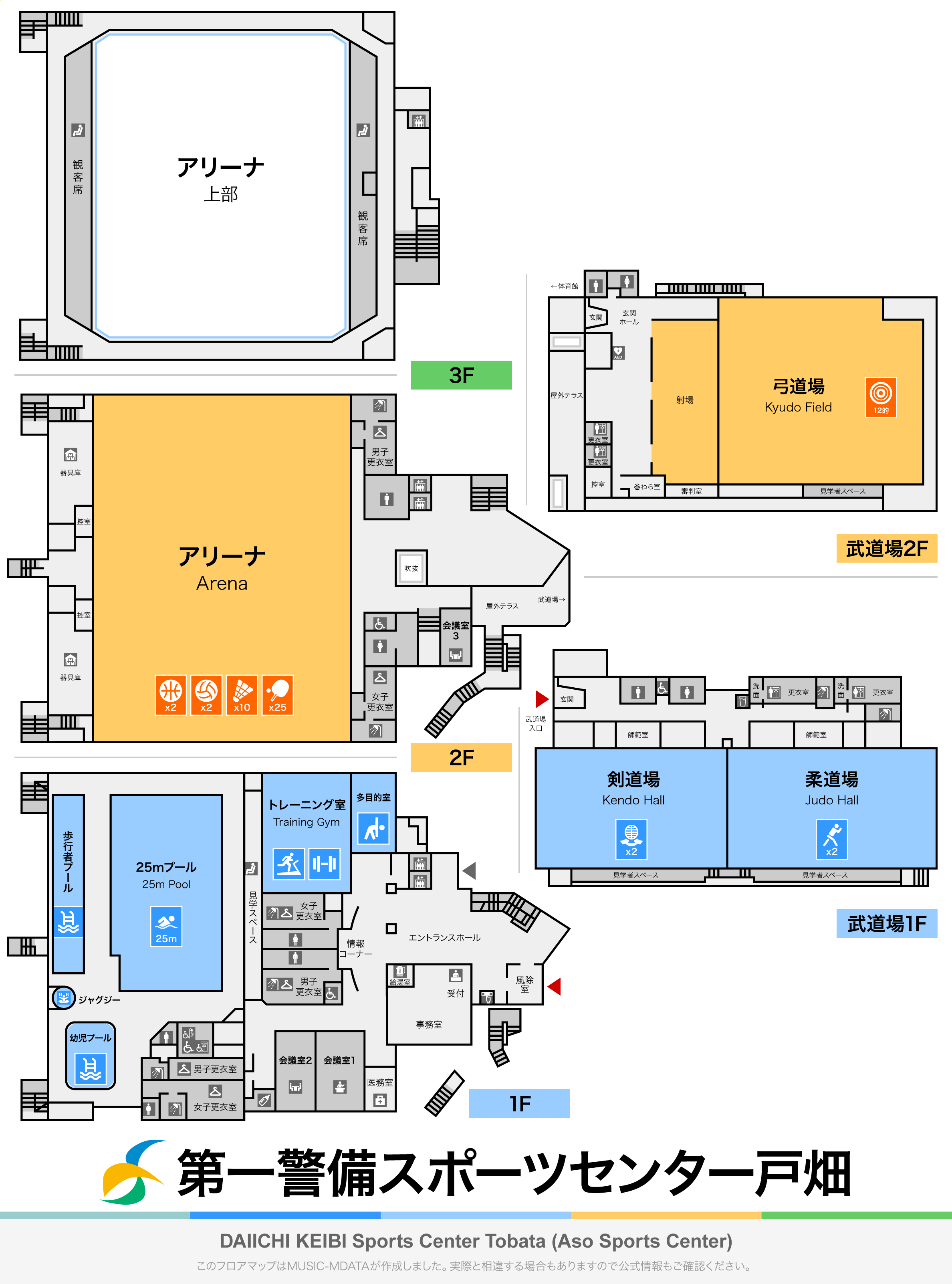 第一警備スポーツセンター戸畑のフロアマップ・体育館