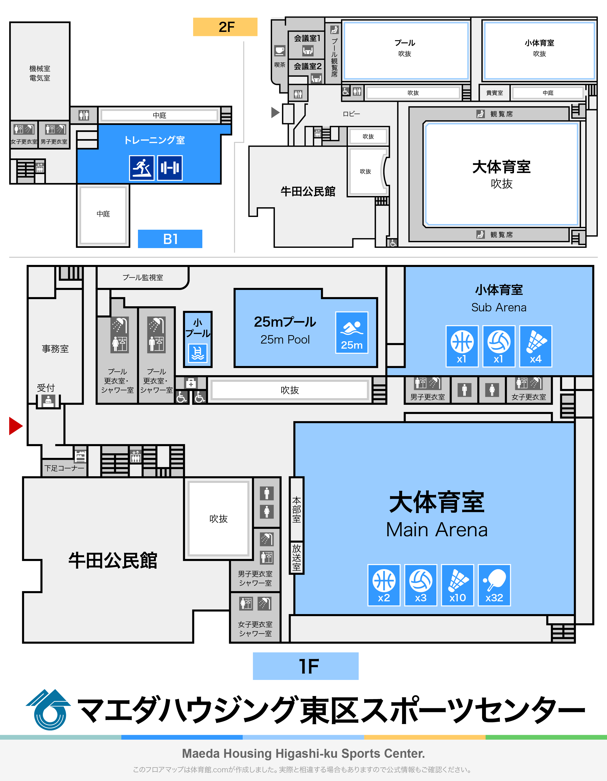 マエダハウジング東区スポーツセンターのフロアマップ