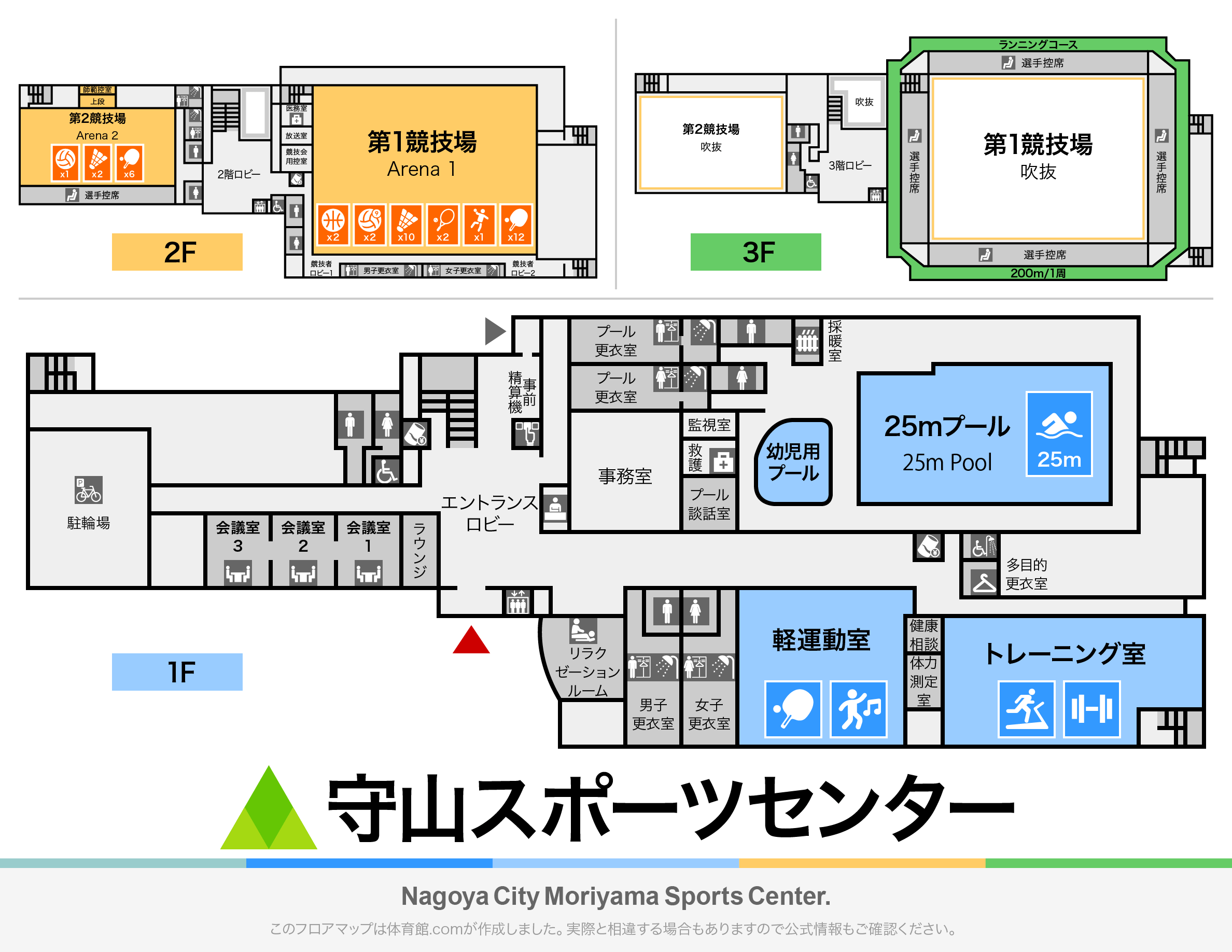 守山スポーツセンターのフロアマップ