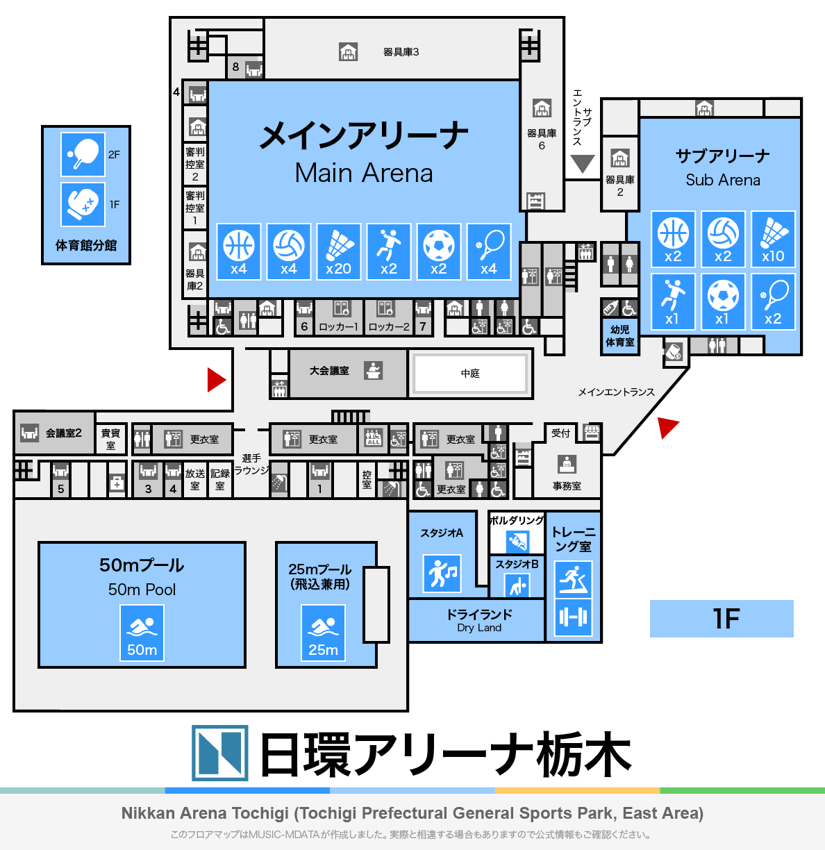 日環アリーナ栃木のフロアマップ・体育館