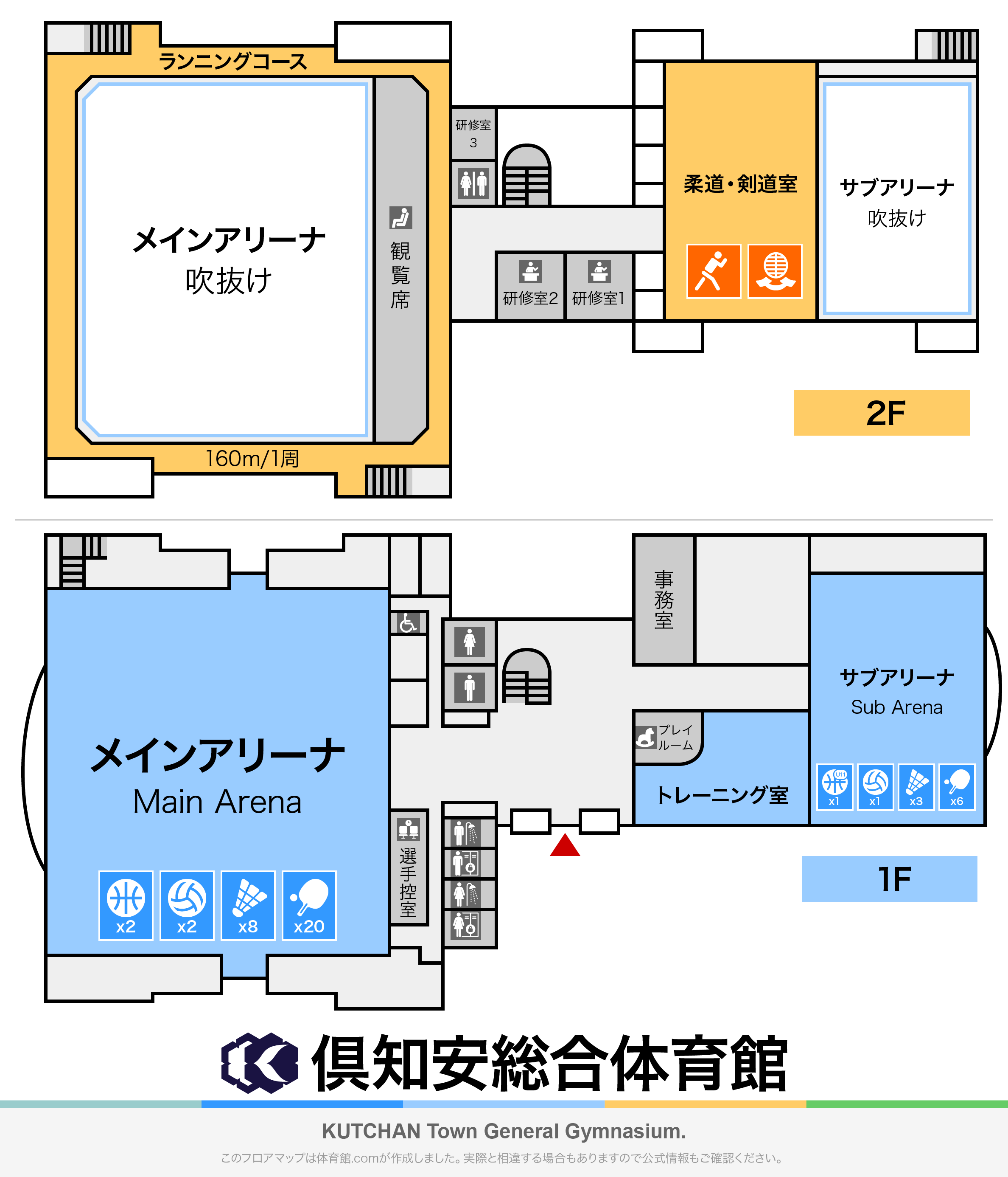 倶知安総合体育館のフロアマップ