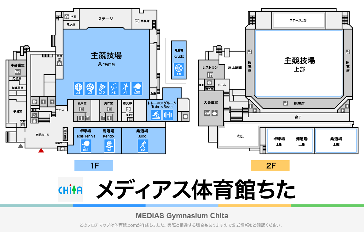 メディアス体育館ちたのフロアマップ・体育館