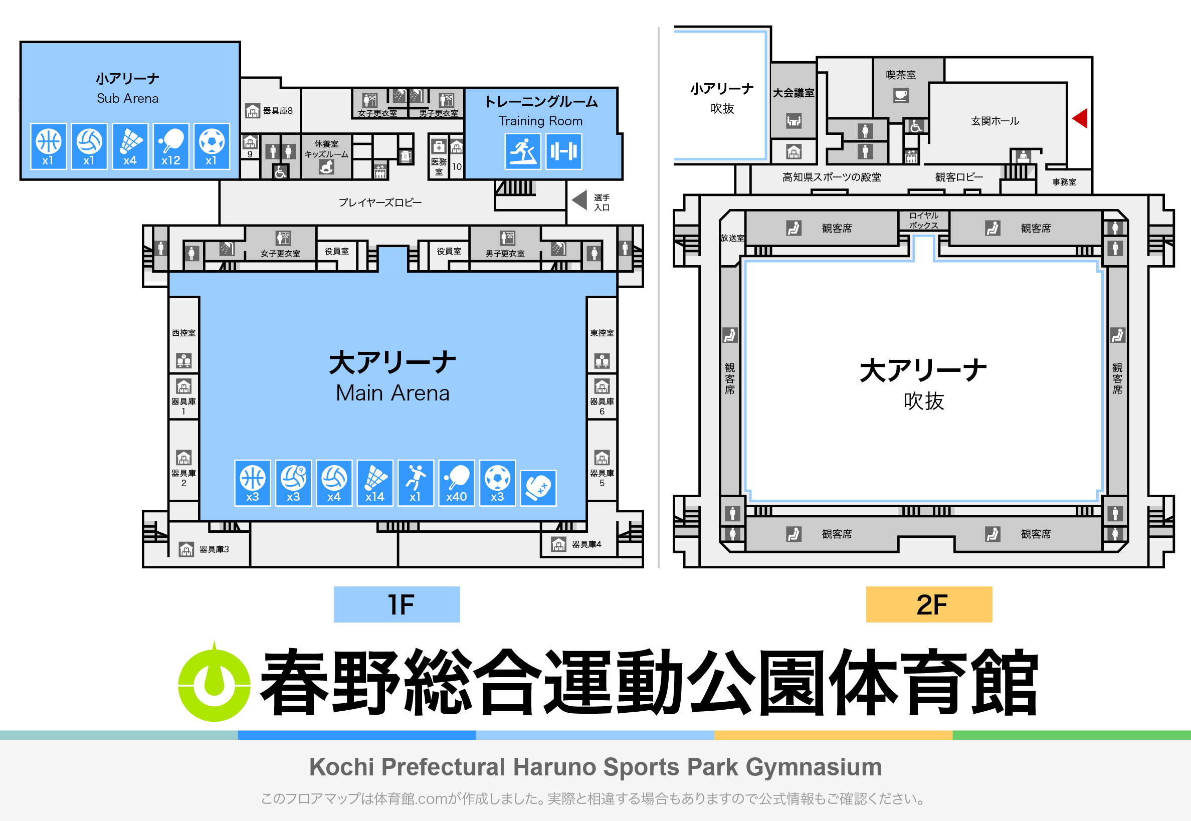 春野総合運動公園体育館のフロアマップ・体育館