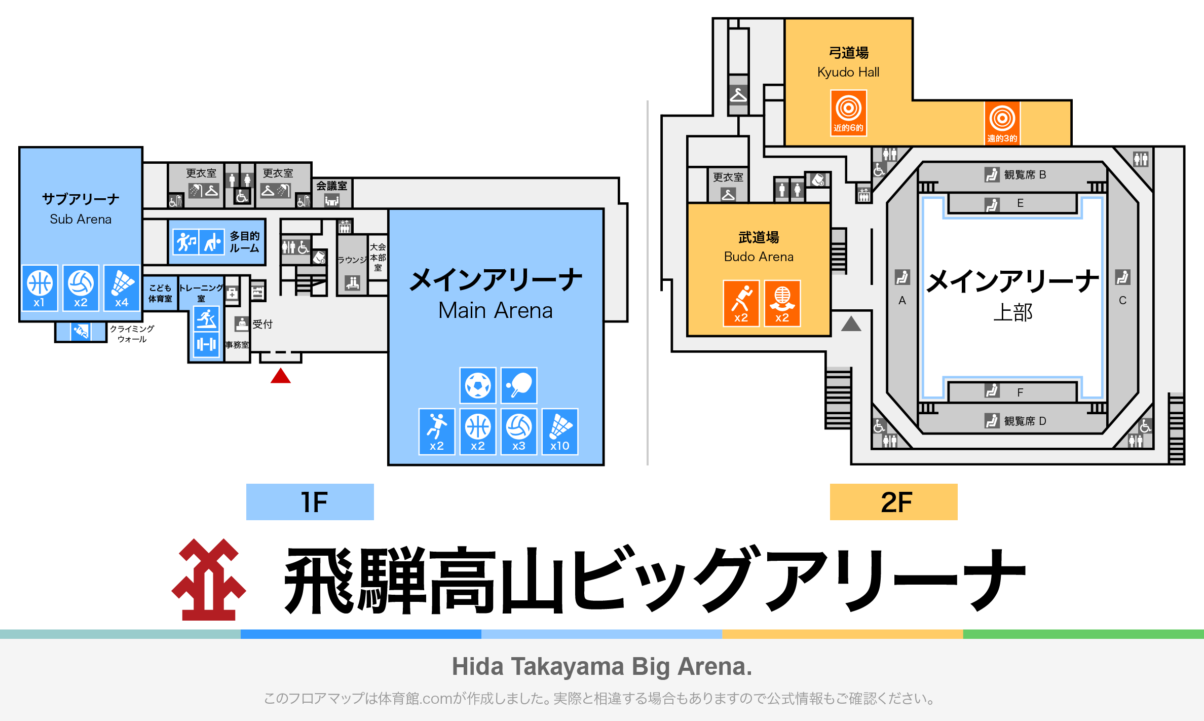 飛騨高山ビッグアリーナのフロアマップ・体育館