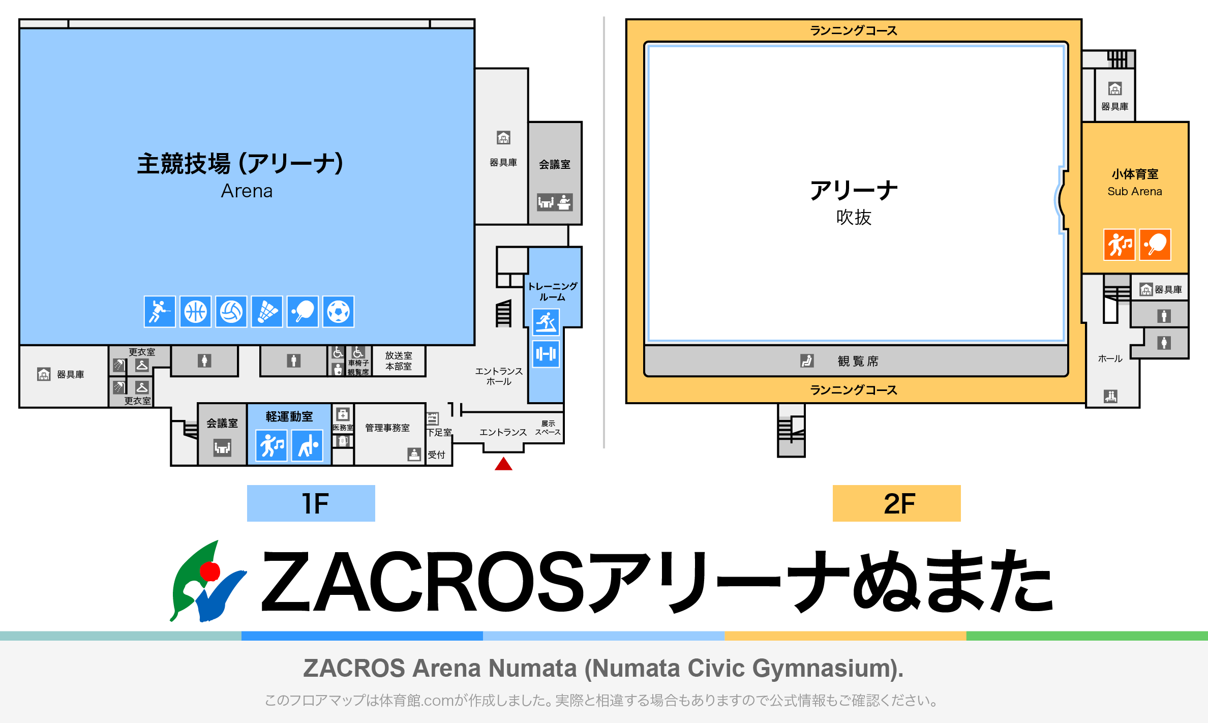 ZACROSアリーナぬまたのフロアマップ・体育館