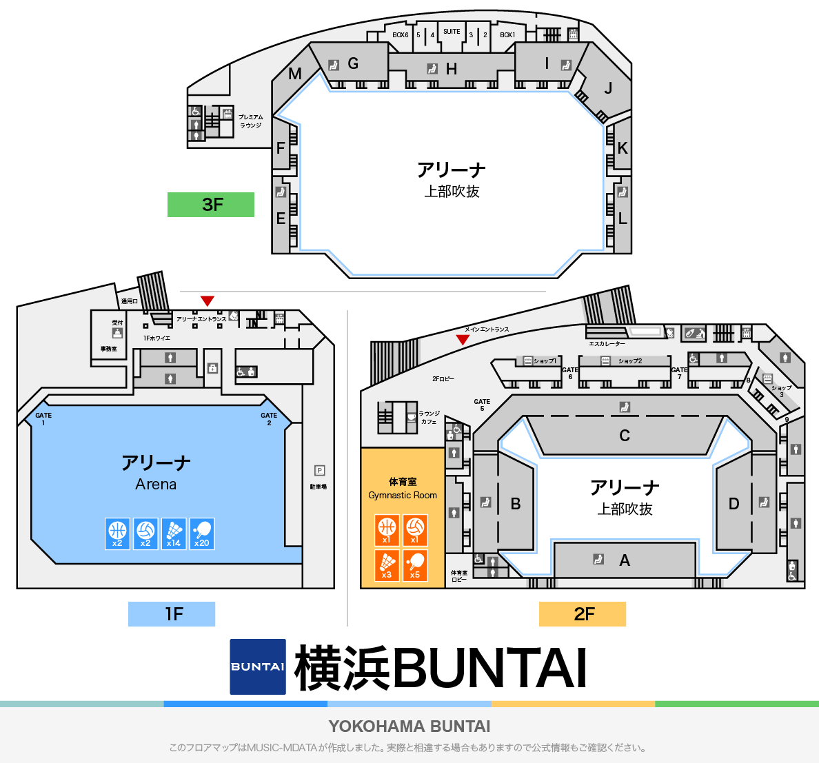 横浜BUNTAIのフロアマップ・体育館