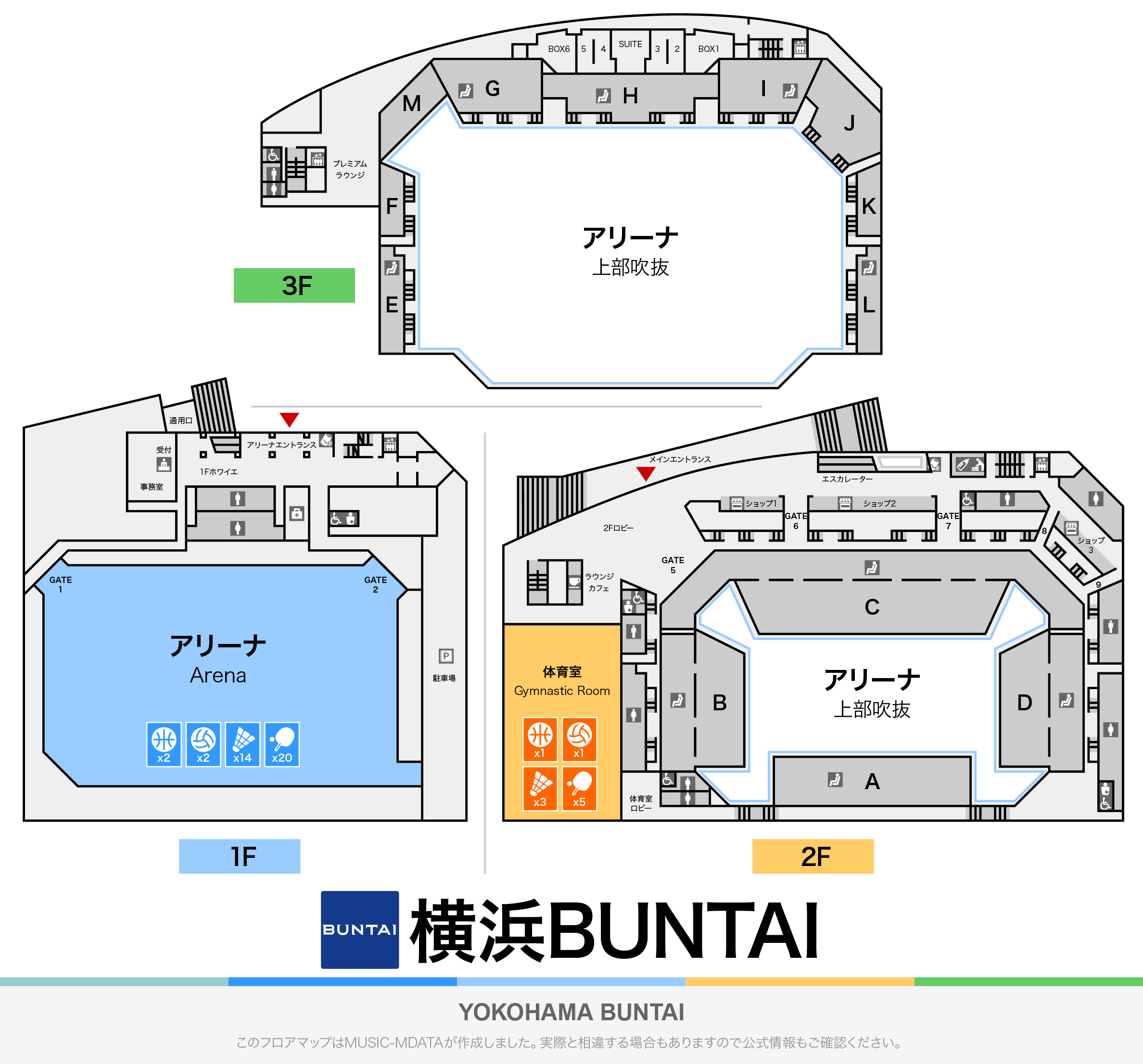 横浜BUNTAIのフロアマップ・体育館
