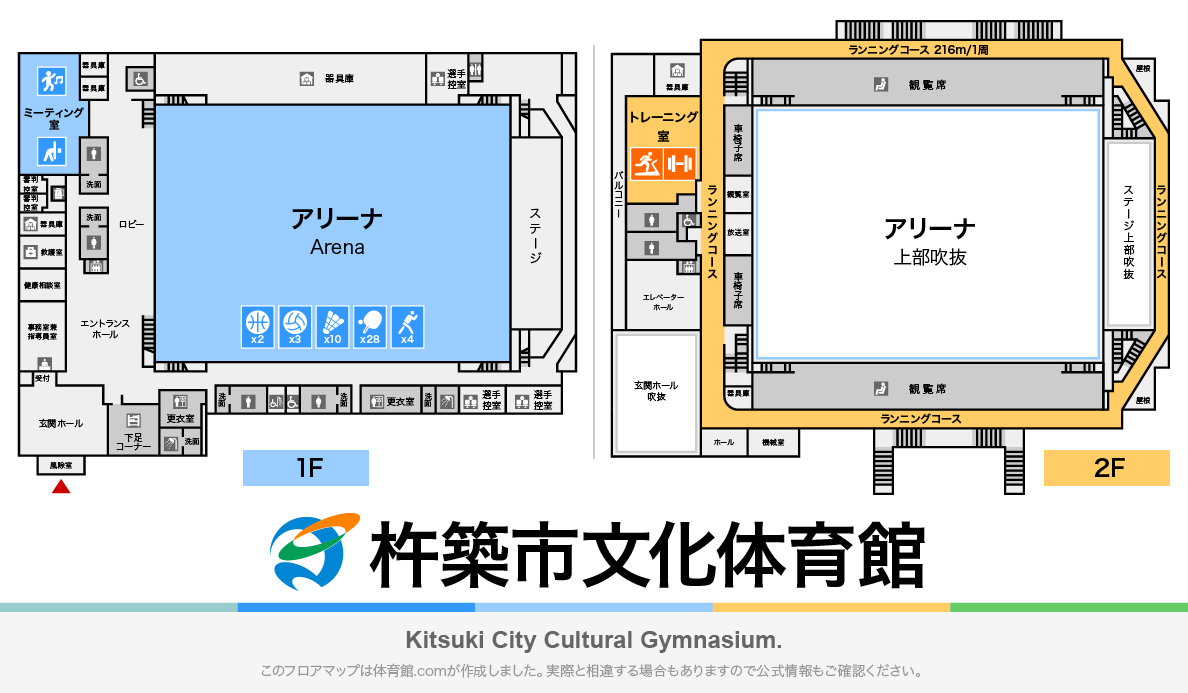 杵築市文化体育館のフロアマップ・体育館