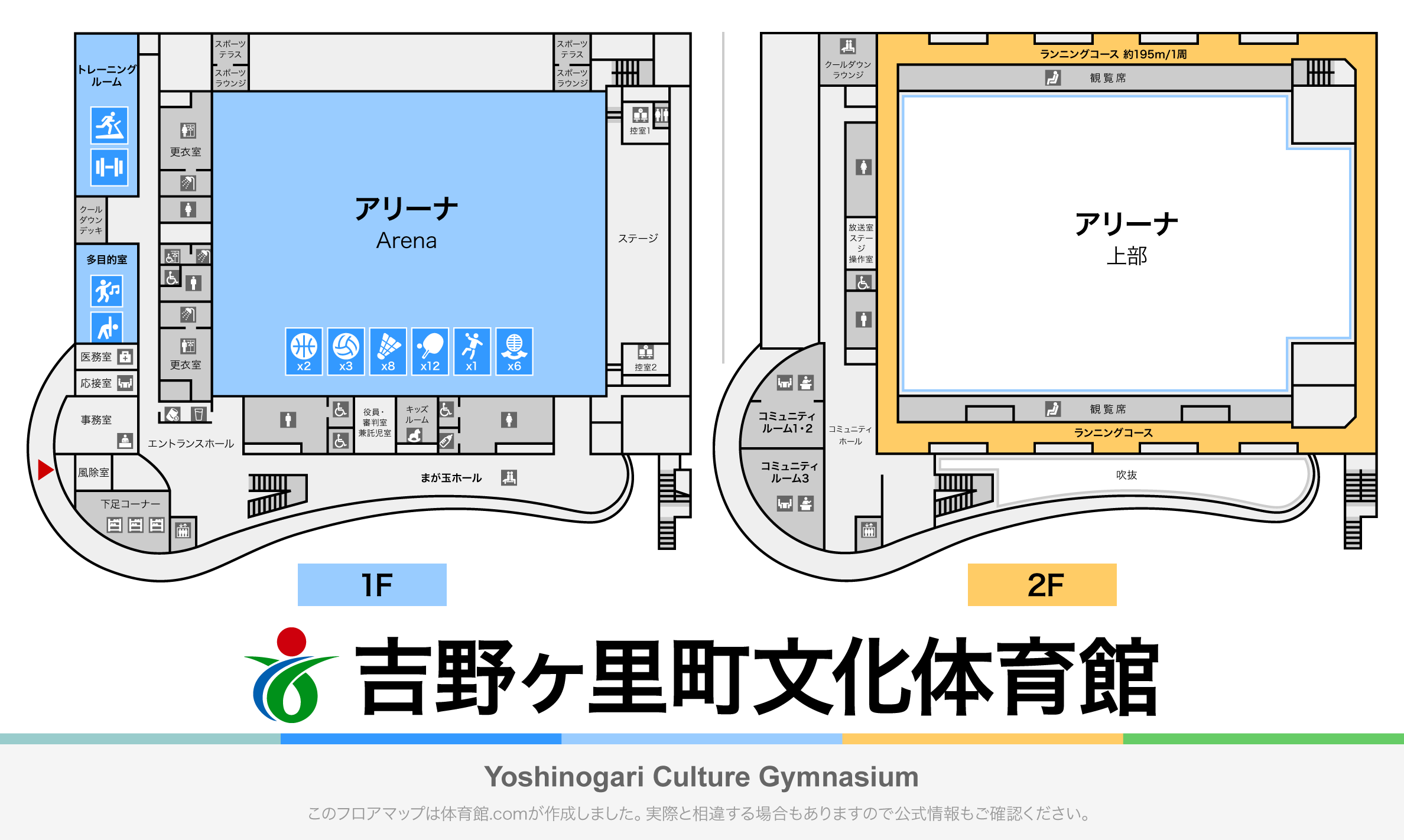 吉野ヶ里町文化体育館のフロアマップ・体育館