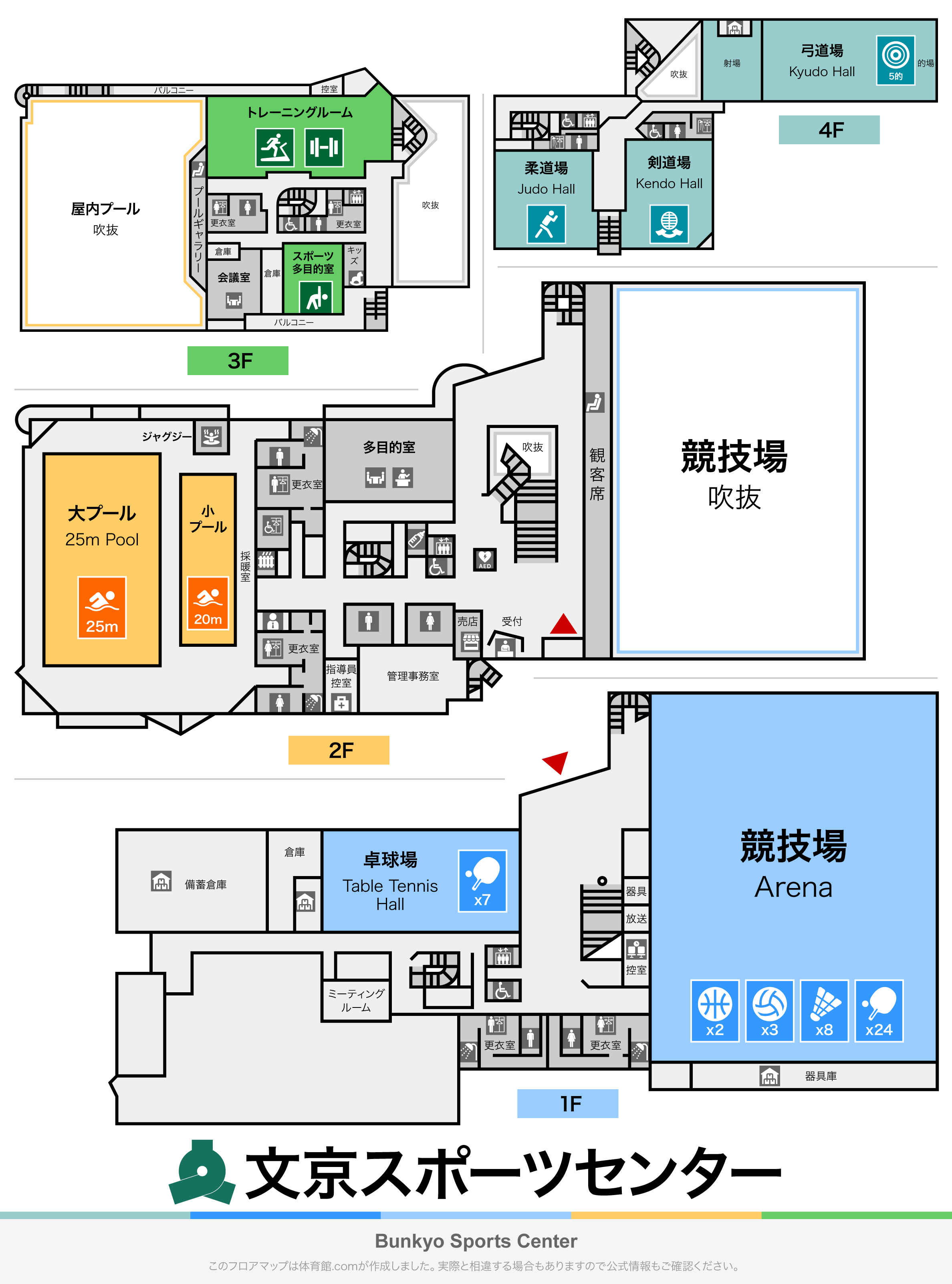 文京スポーツセンターのフロアマップ・体育館