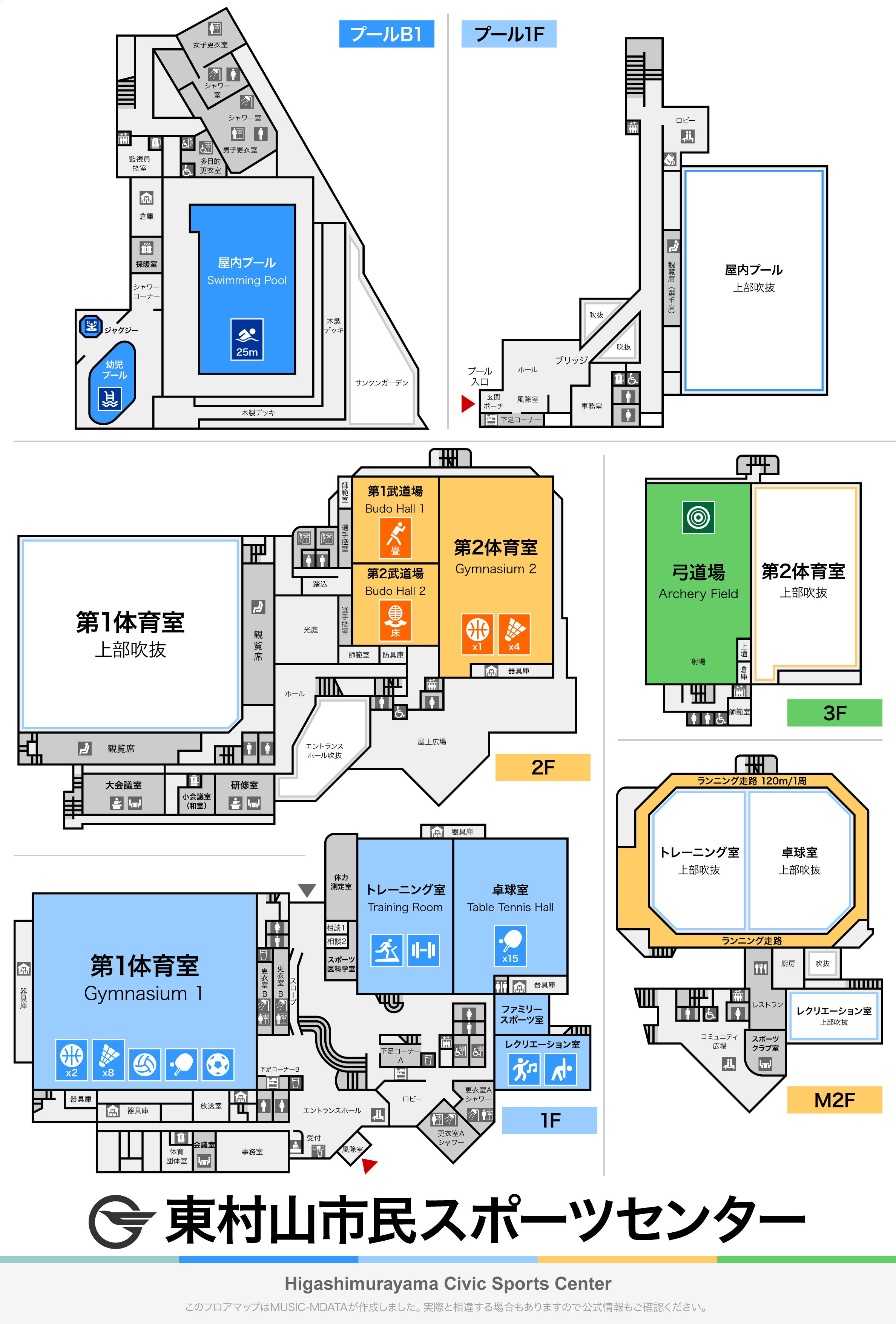 東村山市民スポーツセンターのフロアマップ・体育館