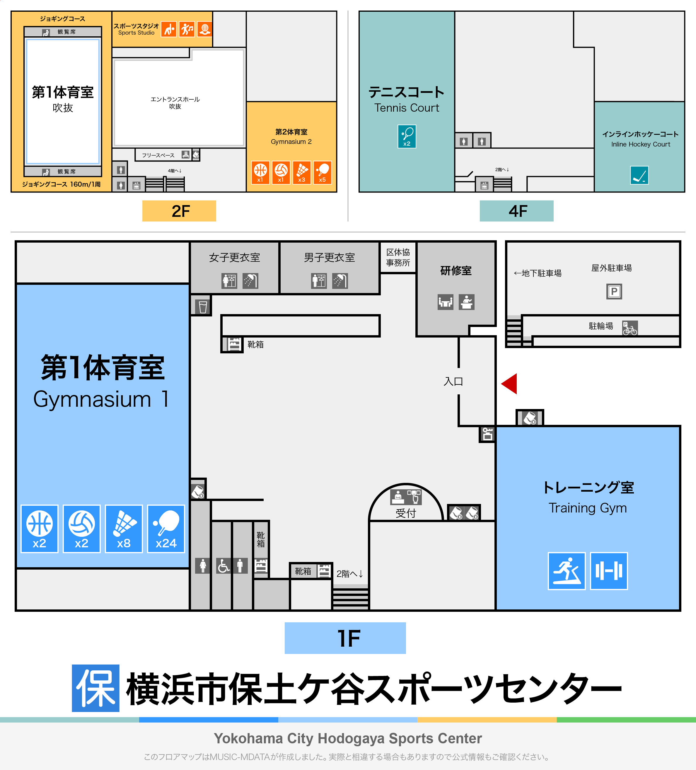 横浜市保土ケ谷スポーツセンターのフロアマップ・体育館