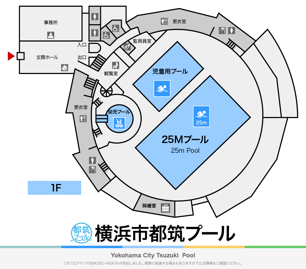 横浜市都筑プールのフロアマップ・体育館