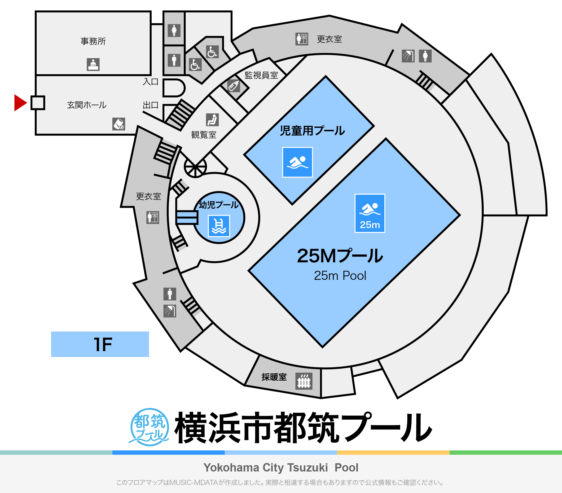 横浜市都筑プールのフロアマップ・体育館