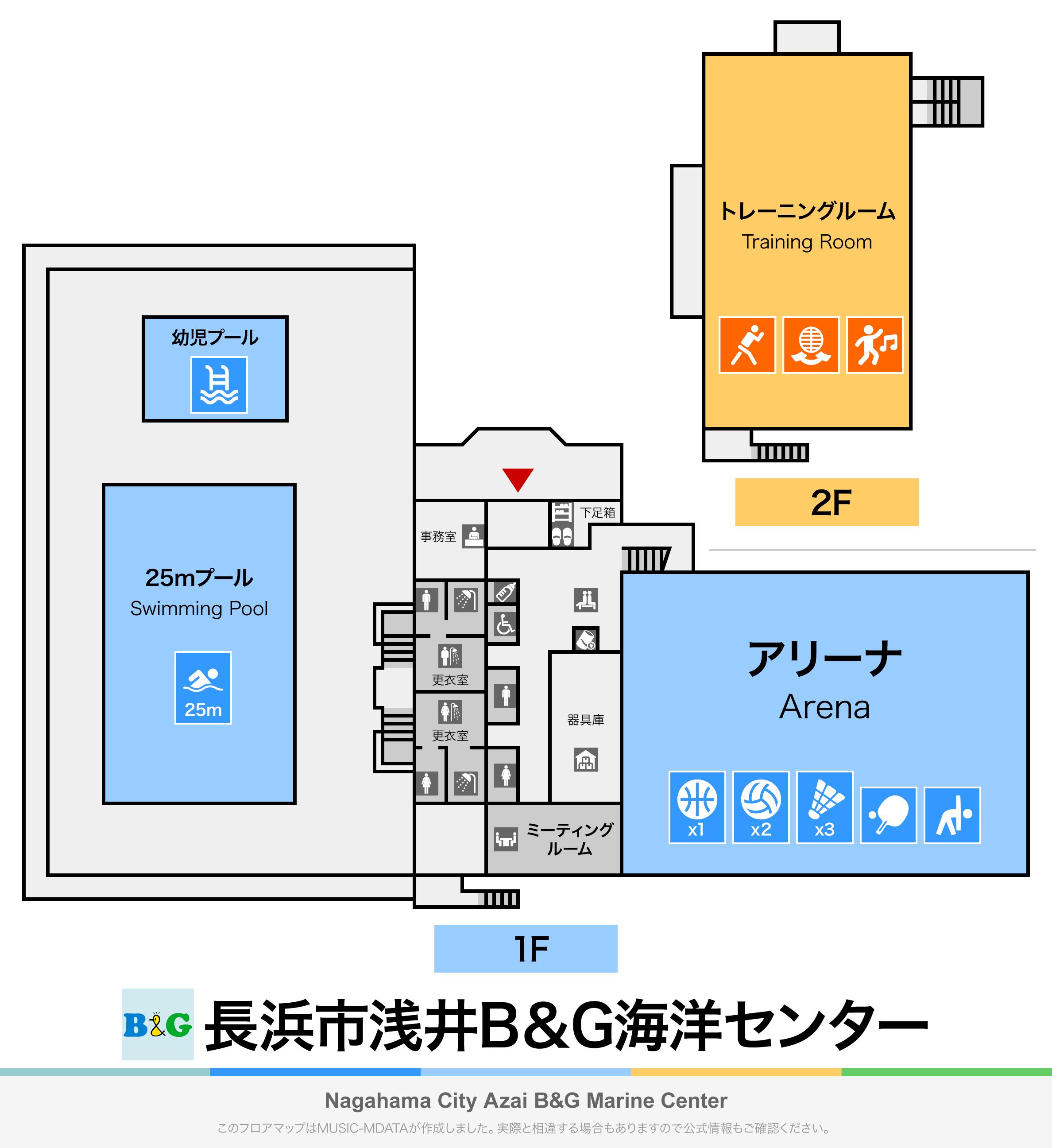 長浜市浅井B＆G海洋センターのフロアマップ・体育館