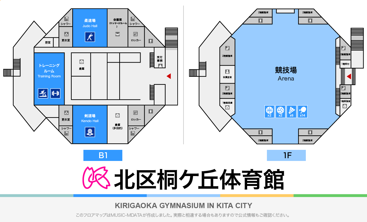 桐ケ丘体育館のフロアマップ・体育館