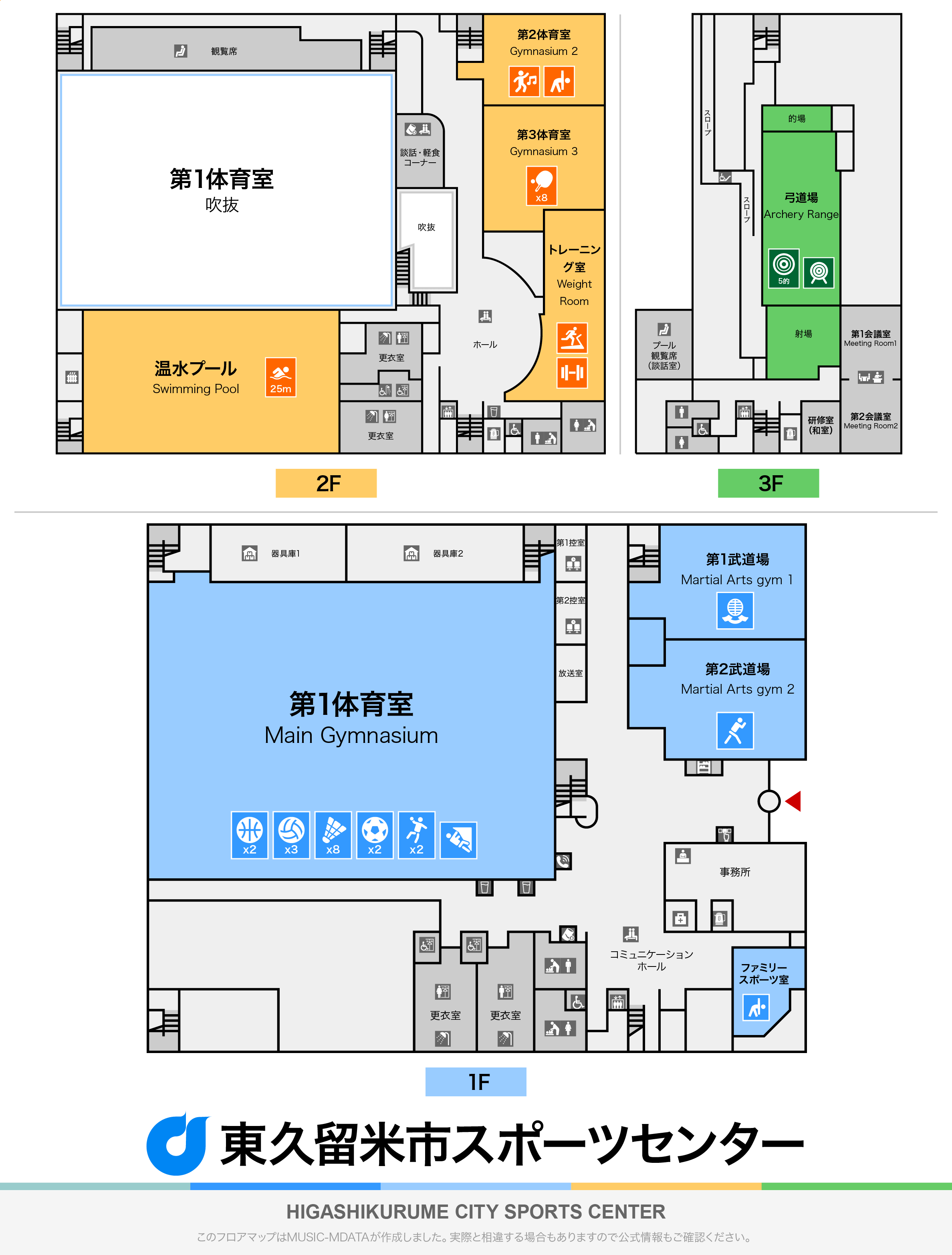 東久留米市スポーツセンターのフロアマップ・体育館