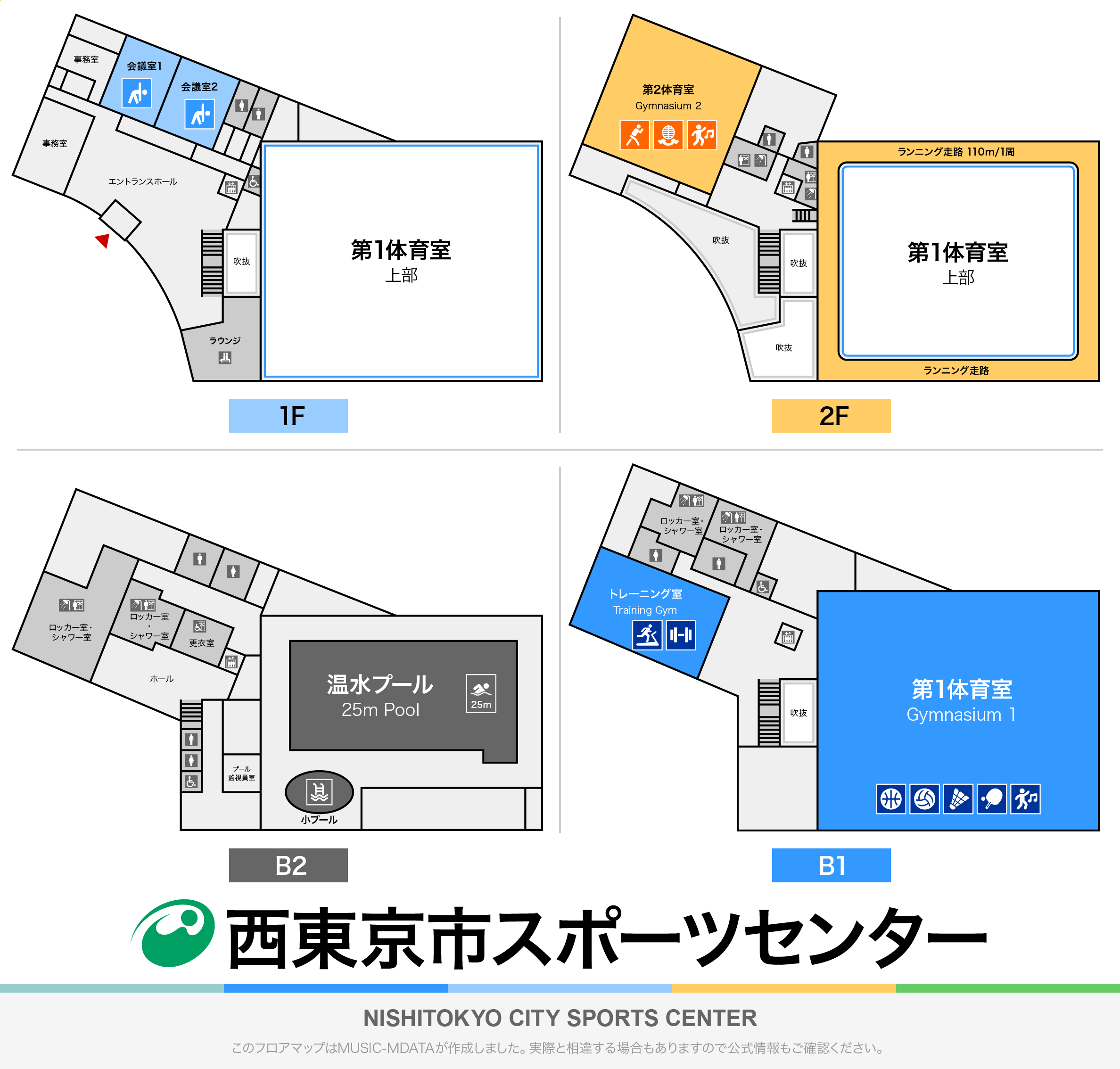 西東京市スポーツセンターのフロアマップ・体育館