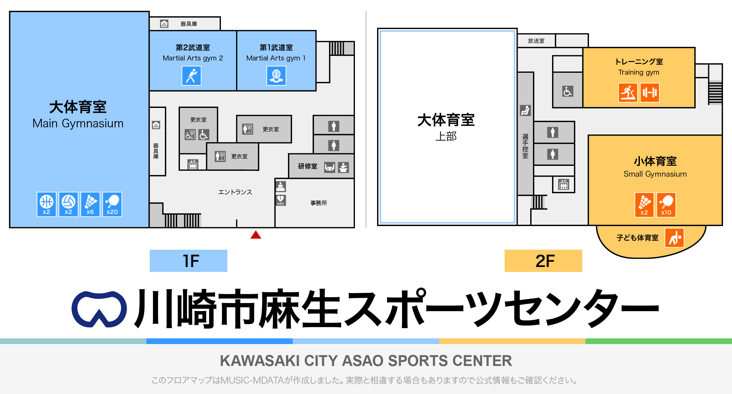 川崎市麻生スポーツセンターのフロアマップ・体育館