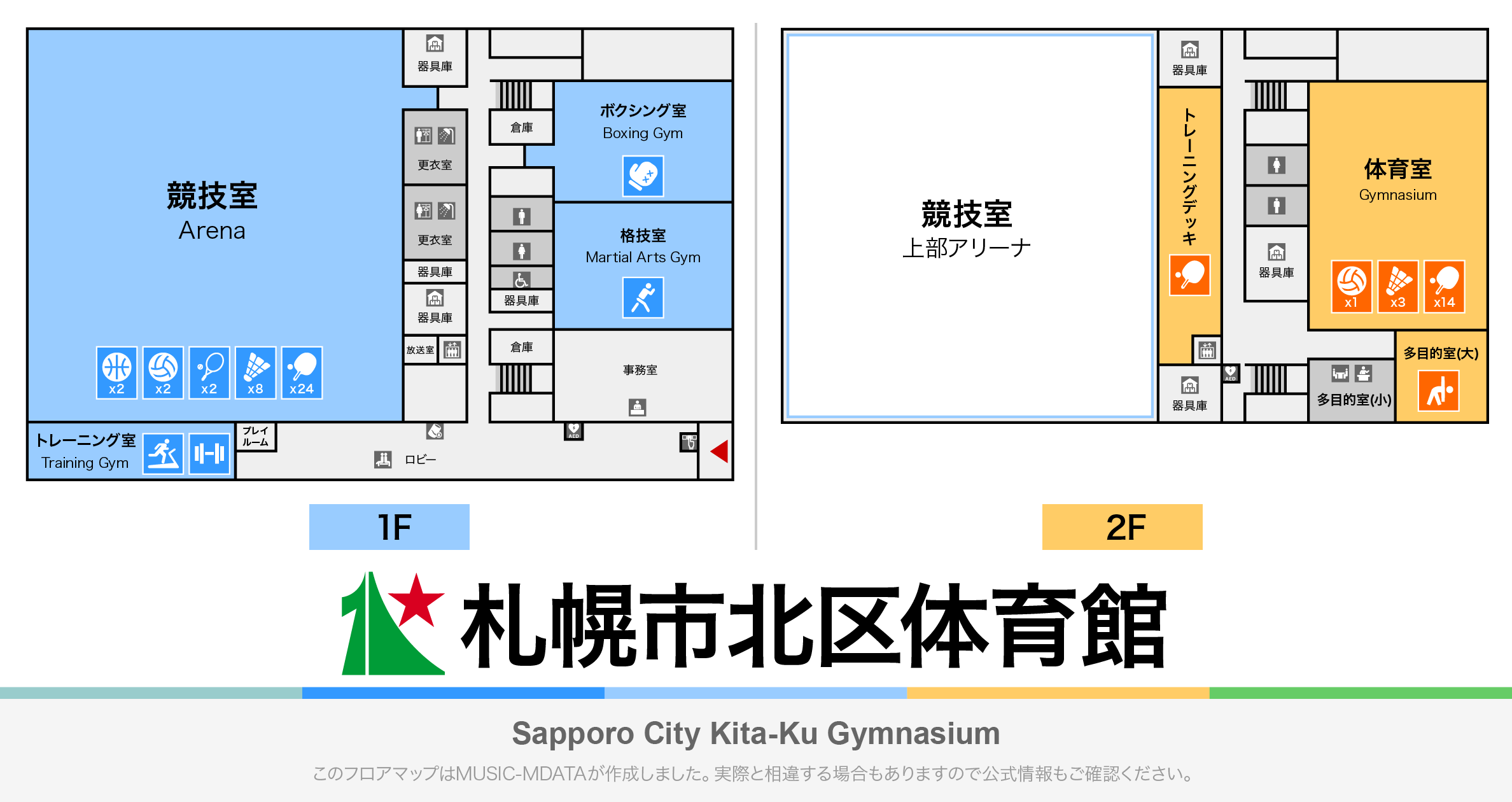 札幌市北区体育館のフロアマップ・体育館