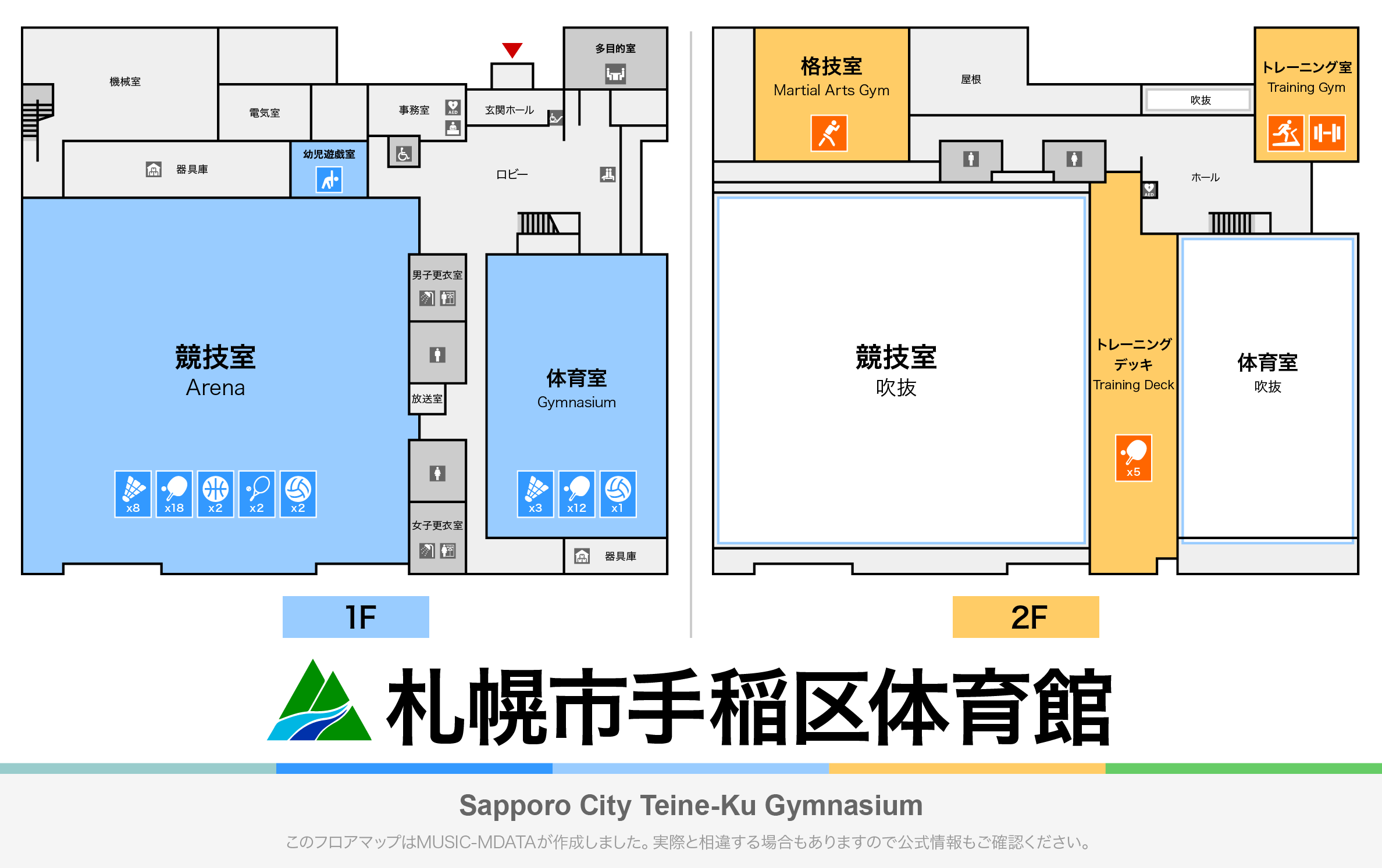 札幌市手稲区体育館のフロアマップ・体育館