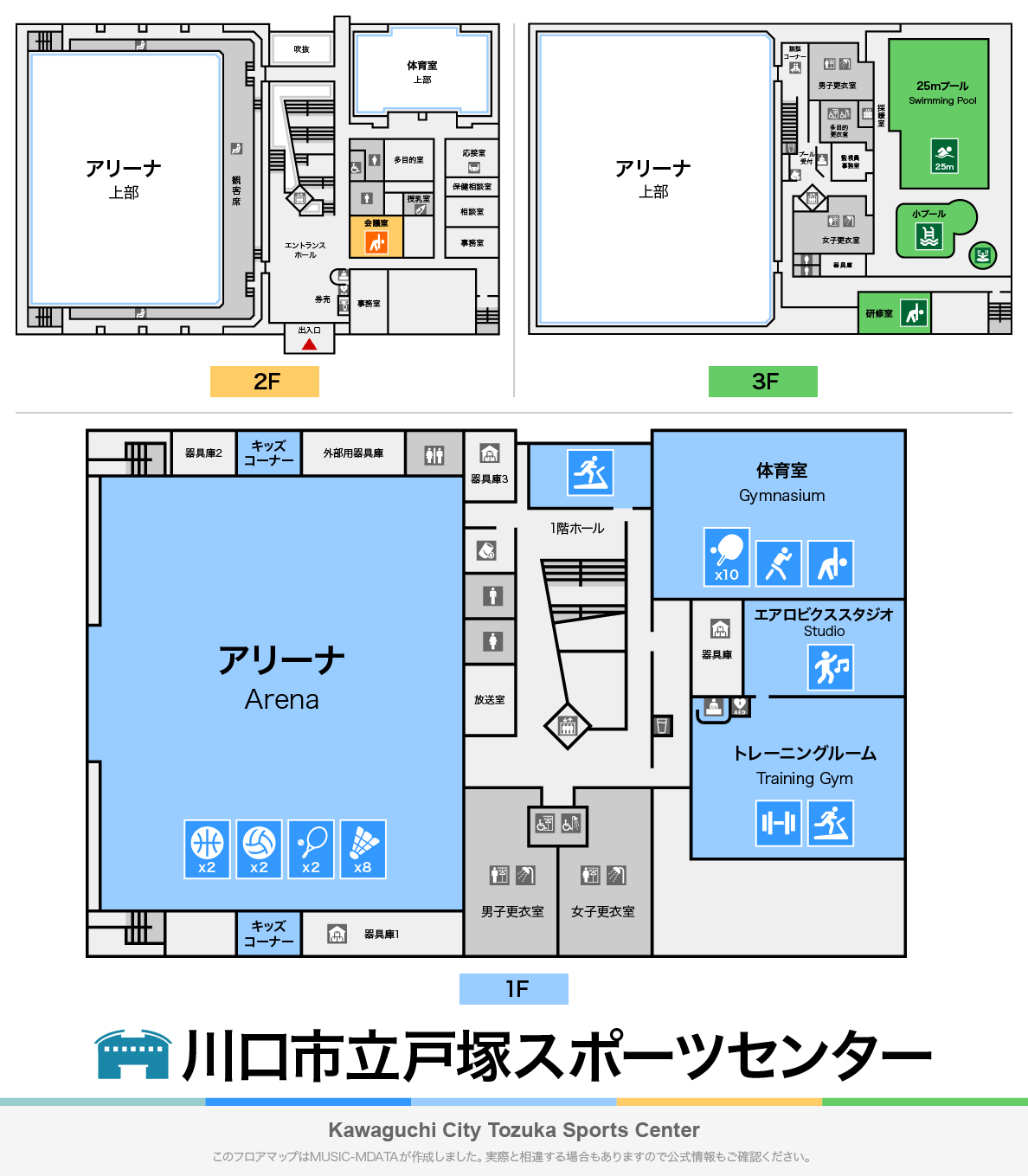 川口市立戸塚スポーツセンターのフロアマップ・体育館