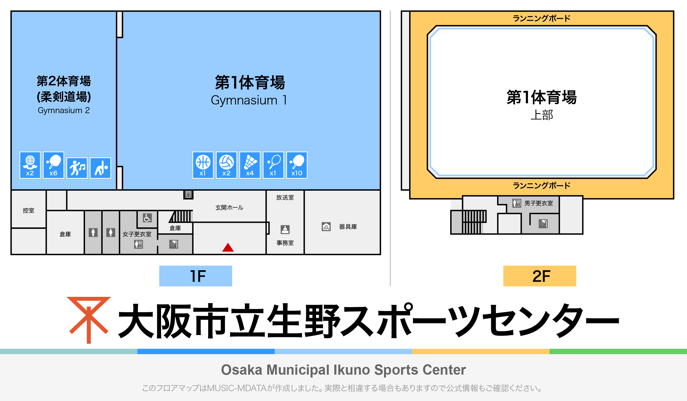 大阪市立生野スポーツセンターのフロアマップ・体育館