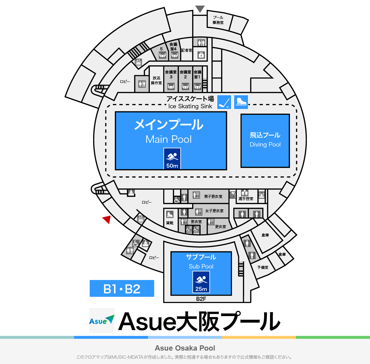 Asue大阪プールのフロアマップ・体育館