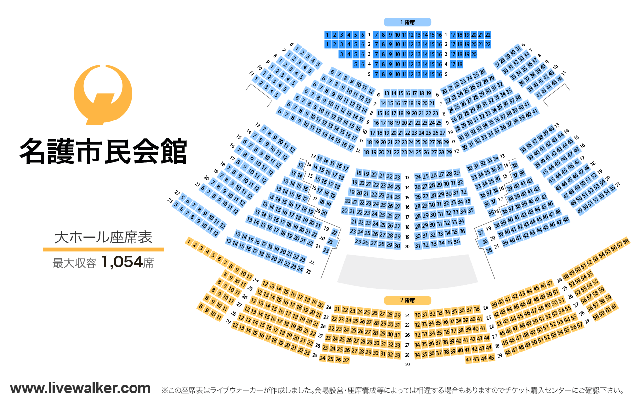 名護市民会館大ホールの座席表