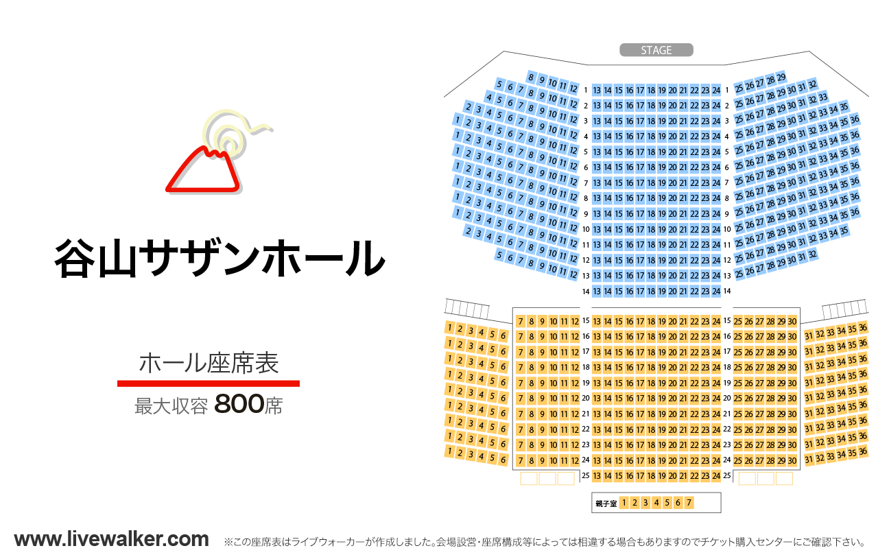 谷山サザンホールホールの座席表