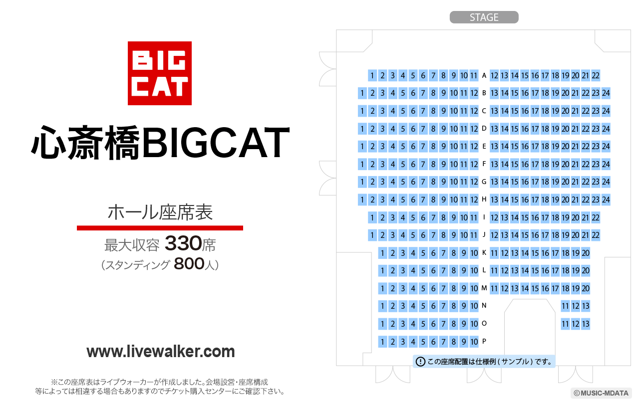 心斎橋BIGCATの座席表