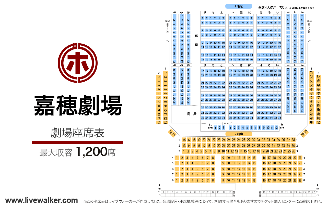 嘉穂劇場劇場の座席表