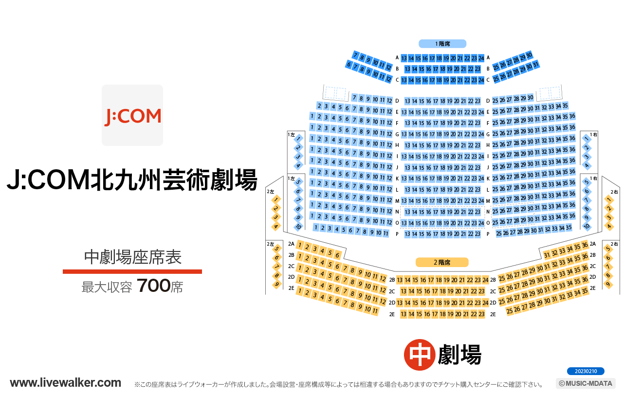 J:COM北九州芸術劇場中劇場の座席表