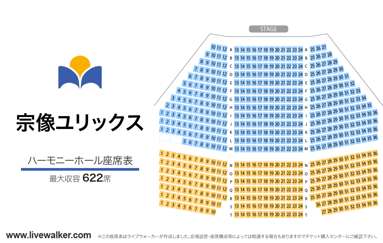 宗像ユリックスハーモニーホールの座席表