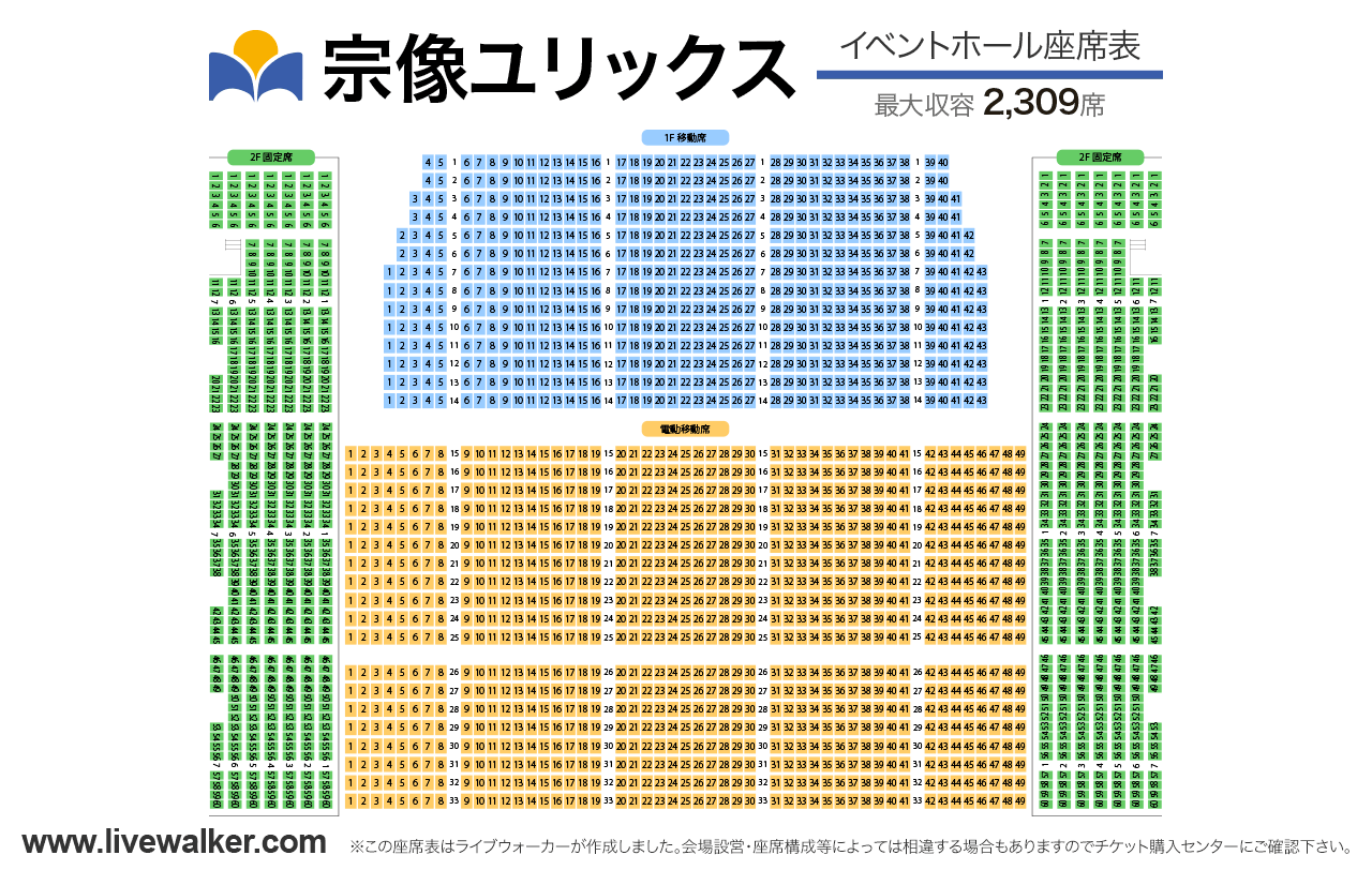 宗像ユリックスイベントホールの座席表