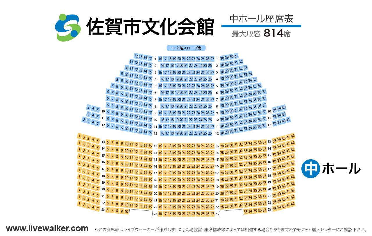 佐賀市文化会館中ホールの座席表