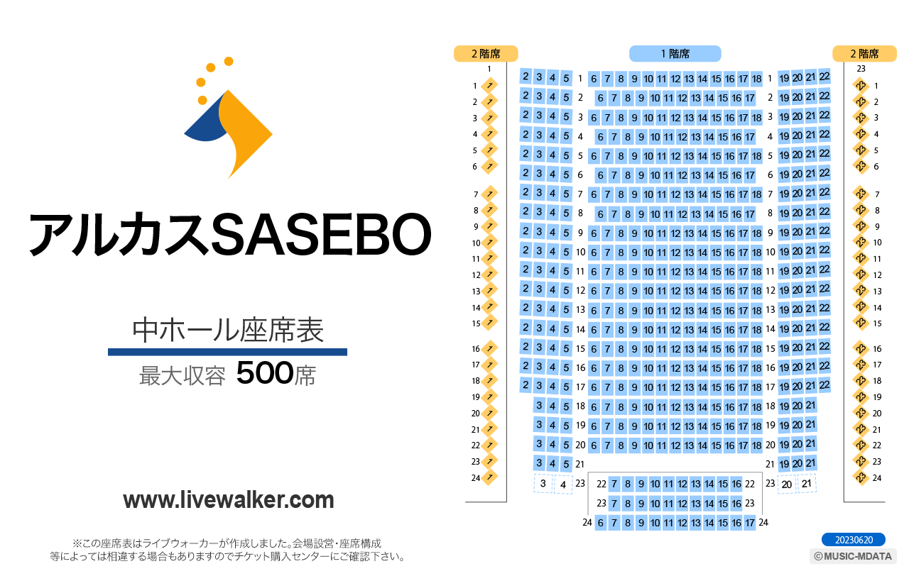 アルカスSASEBO中ホールの座席表