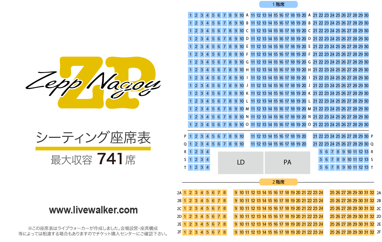 Zepp名古屋シーティング（座席）の座席表