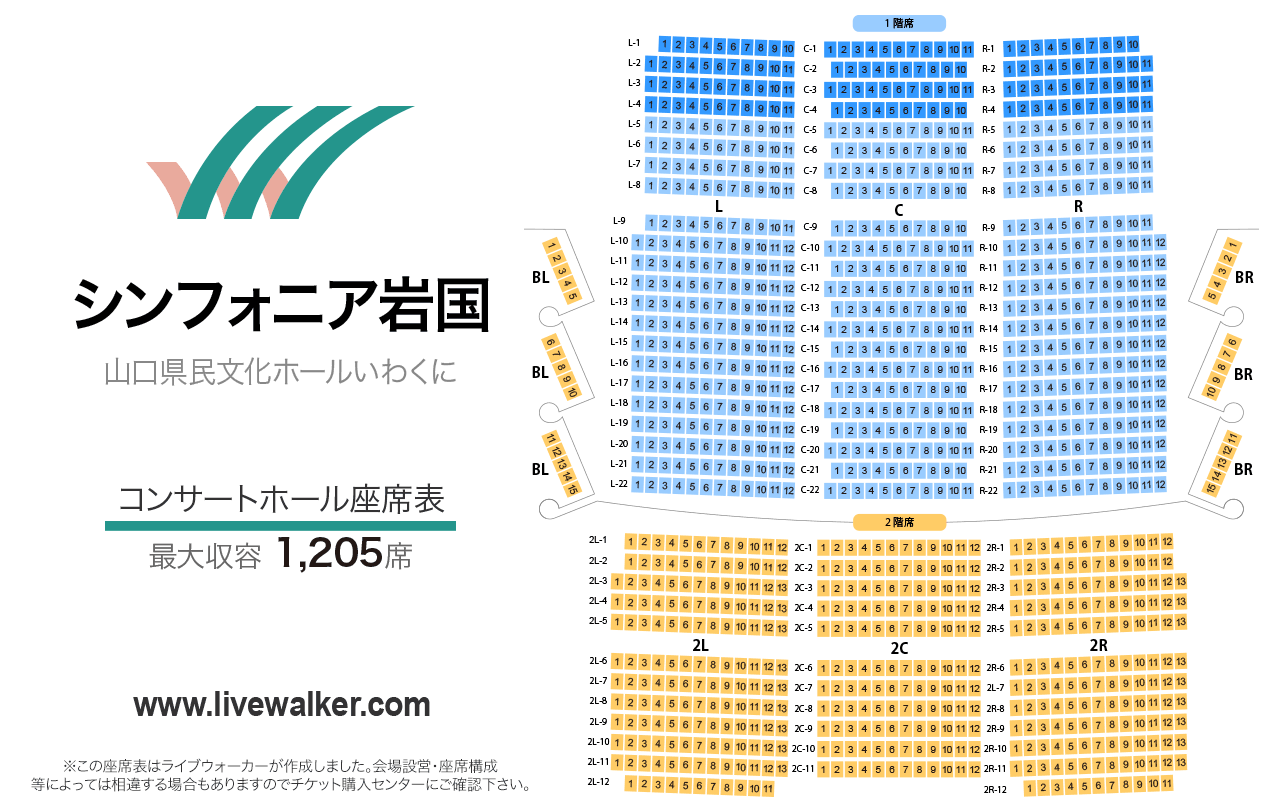 シンフォニア岩国コンサートホールの座席表