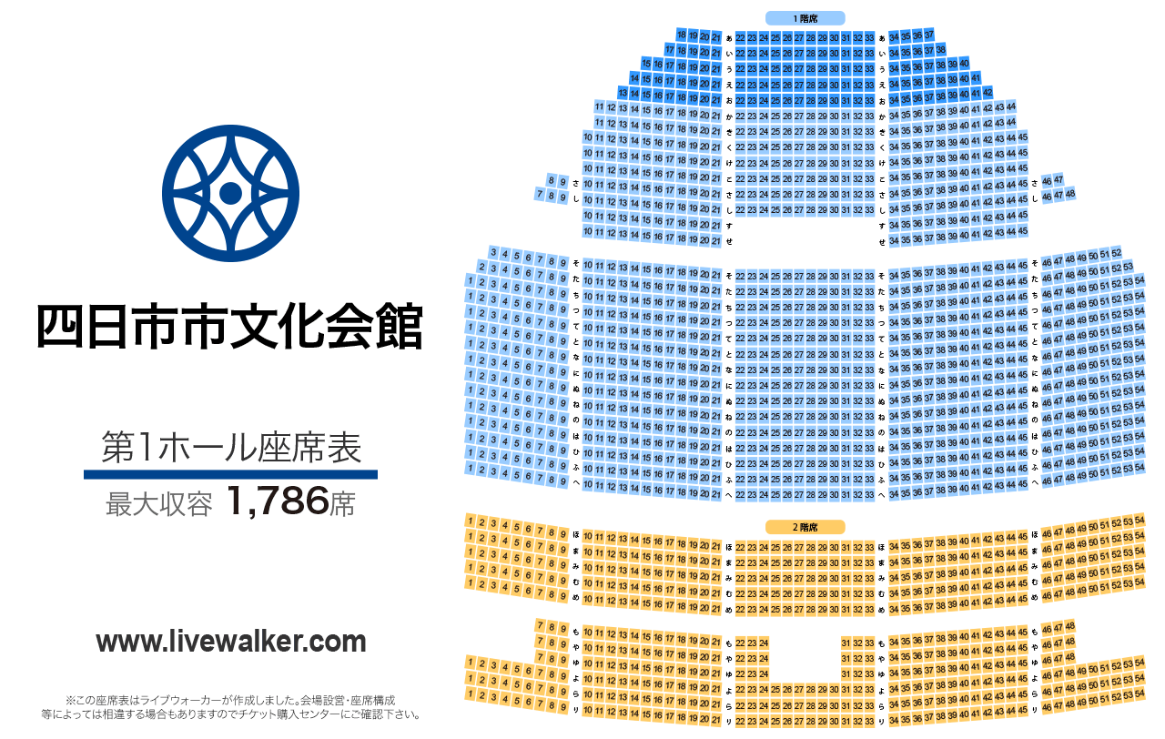 四日市市文化会館第1ホールの座席表