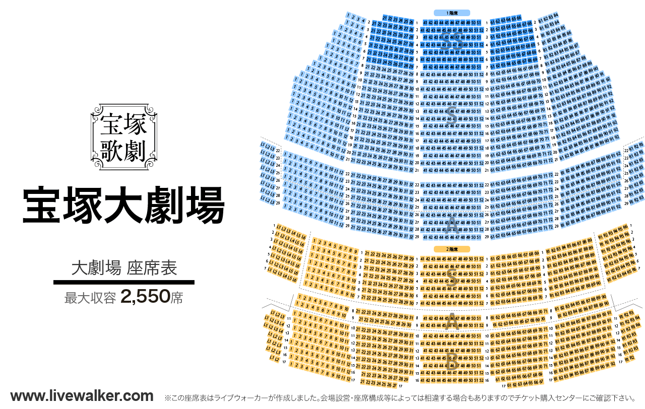 宝塚大劇場・宝塚バウホール大劇場の座席表