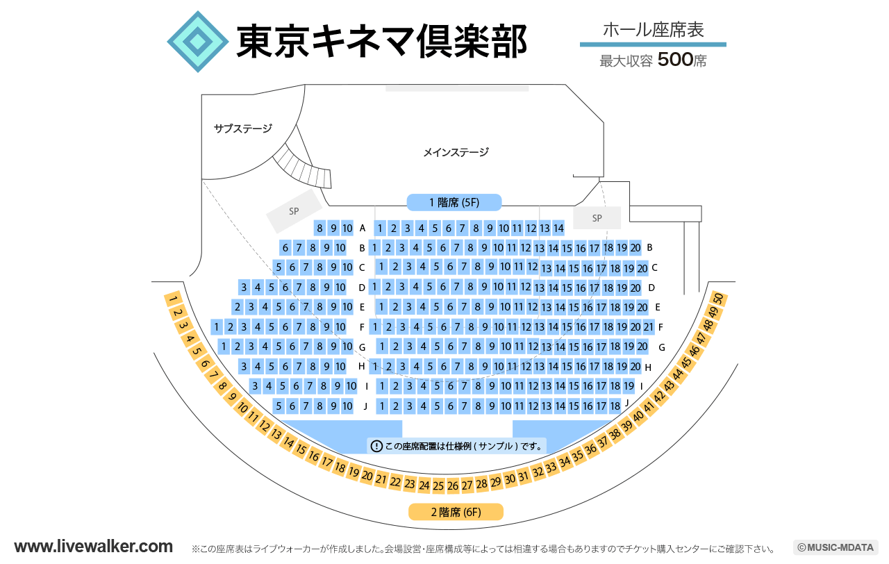 東京キネマ倶楽部ホールの座席表