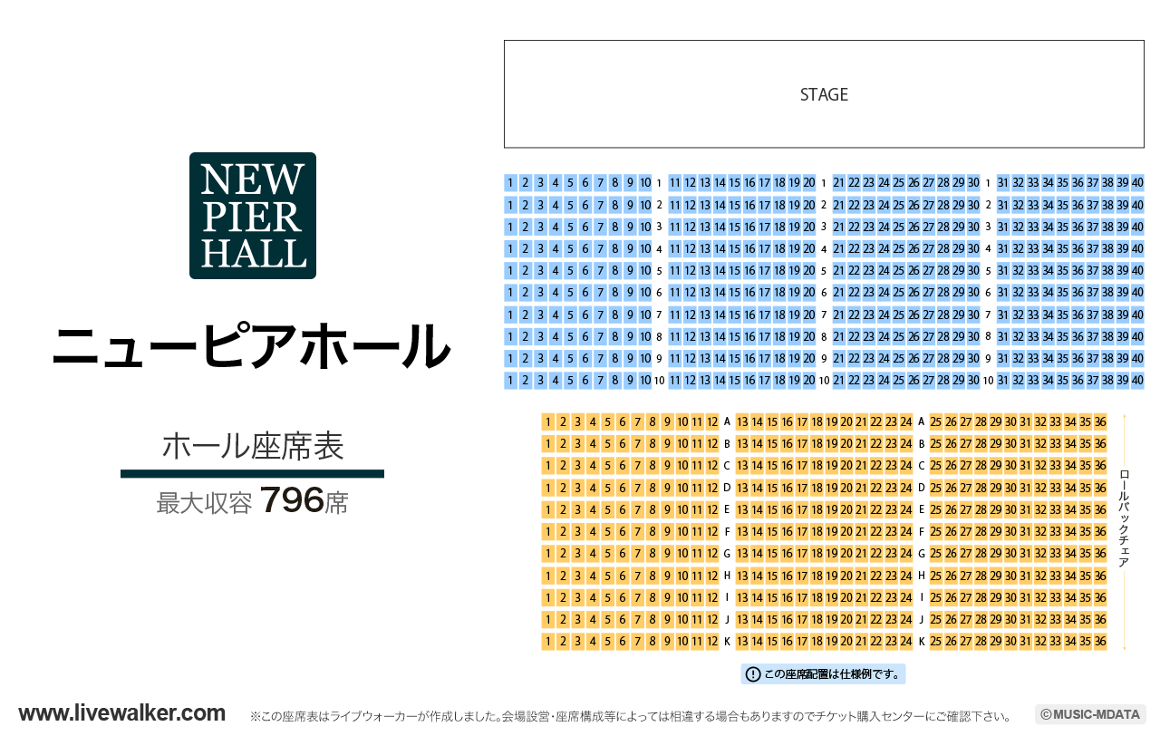 ニューピアホールホールの座席表
