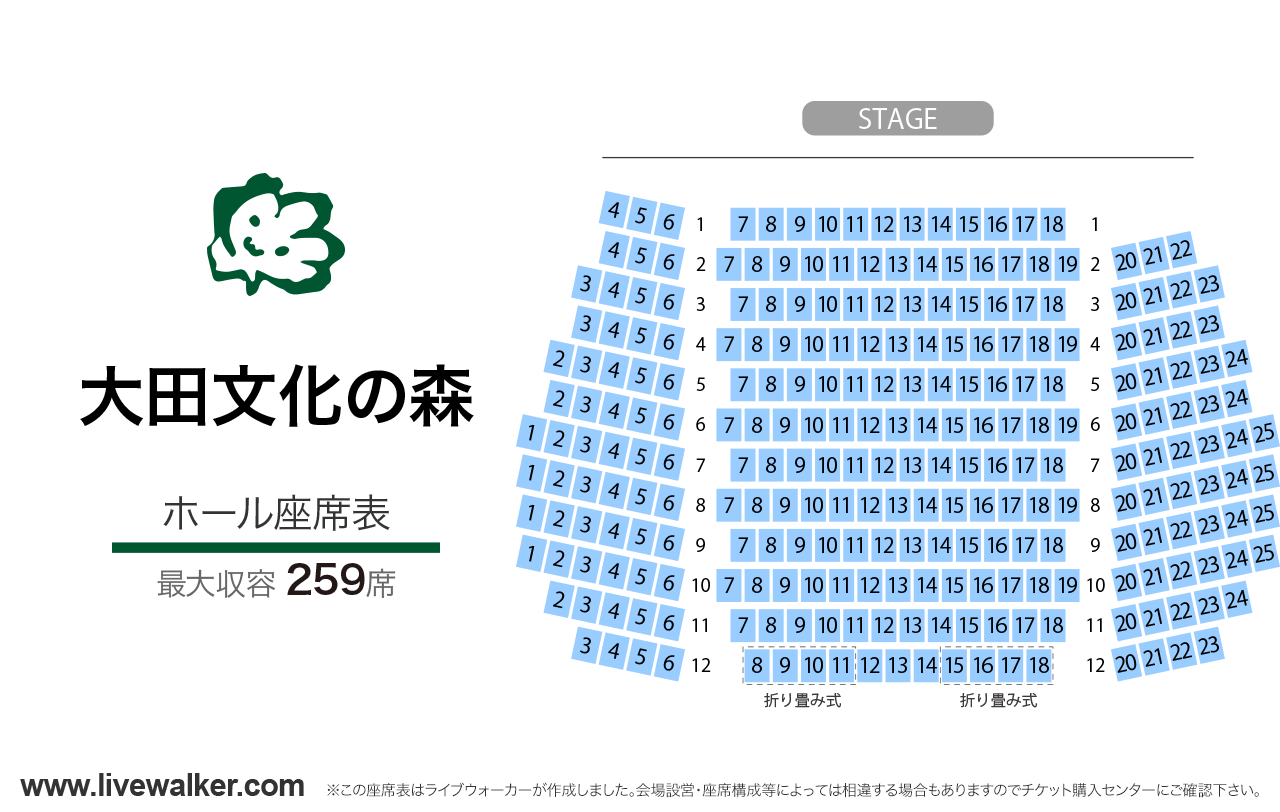 大田文化の森ホールホールの座席表