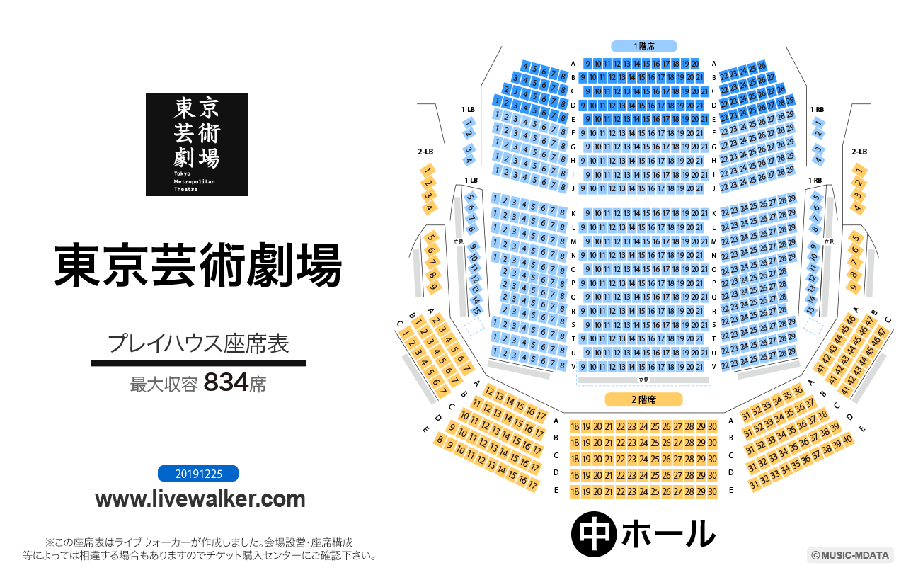 東京芸術劇場プレイハウスの座席表