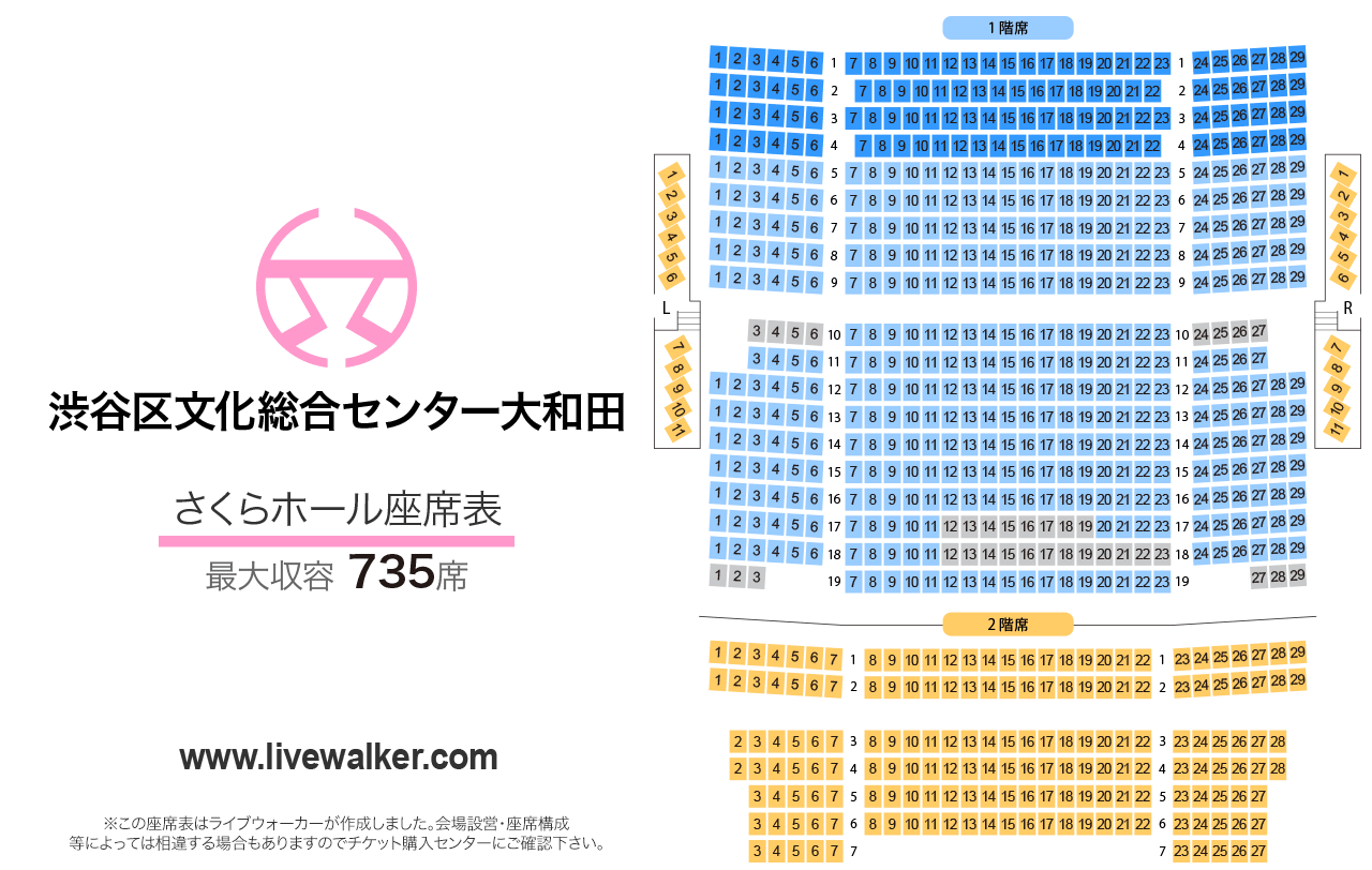 渋谷区文化総合センター大和田さくらホールの座席表